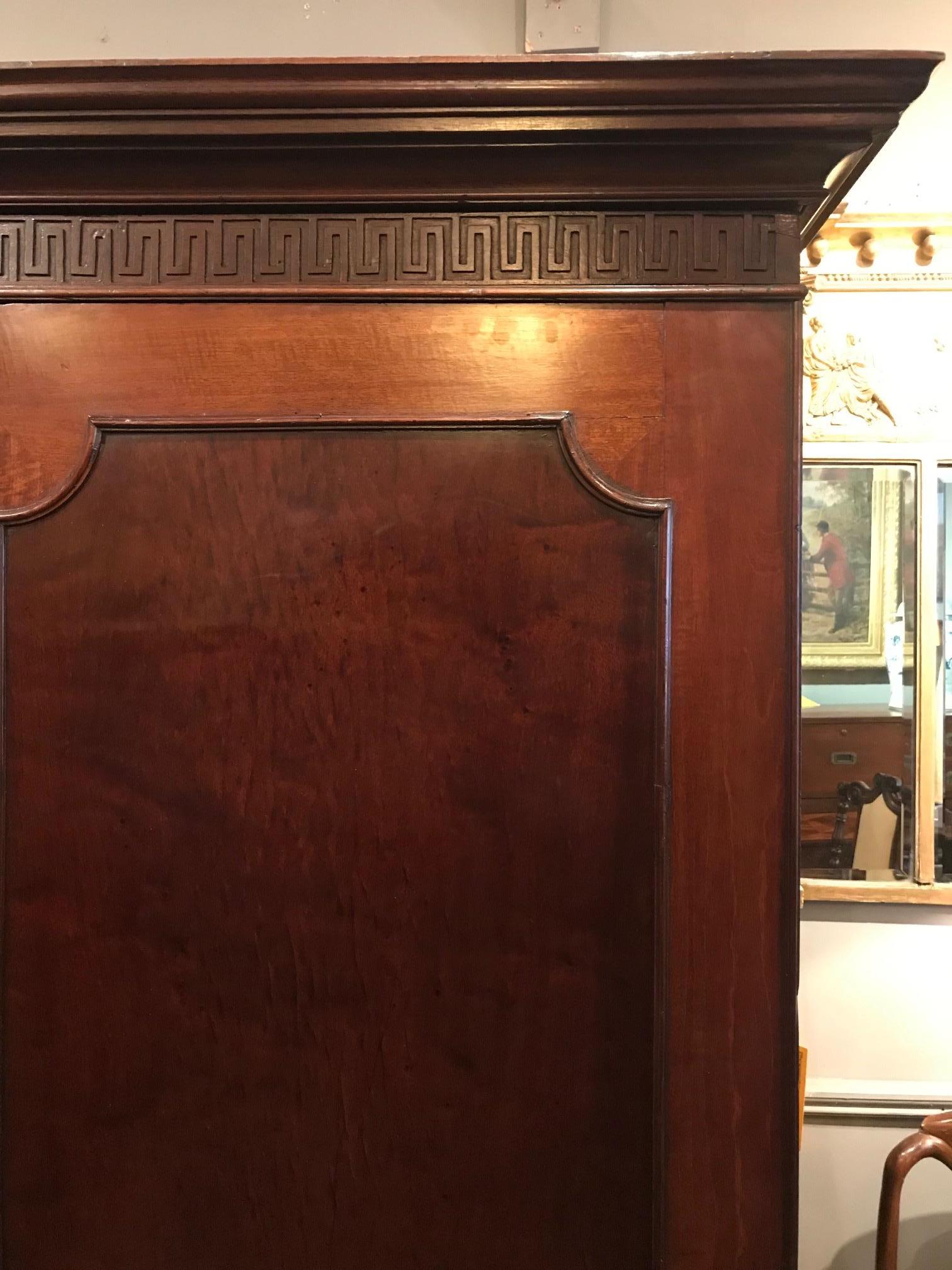 Irish 18th Century George III Mahogany Linen Cupboard in the Manner of Chippendale For Sale