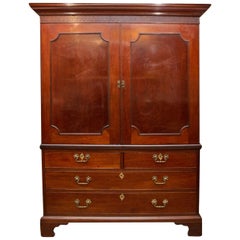 18th Century George III Mahogany Linen Cupboard in the Manner of Chippendale