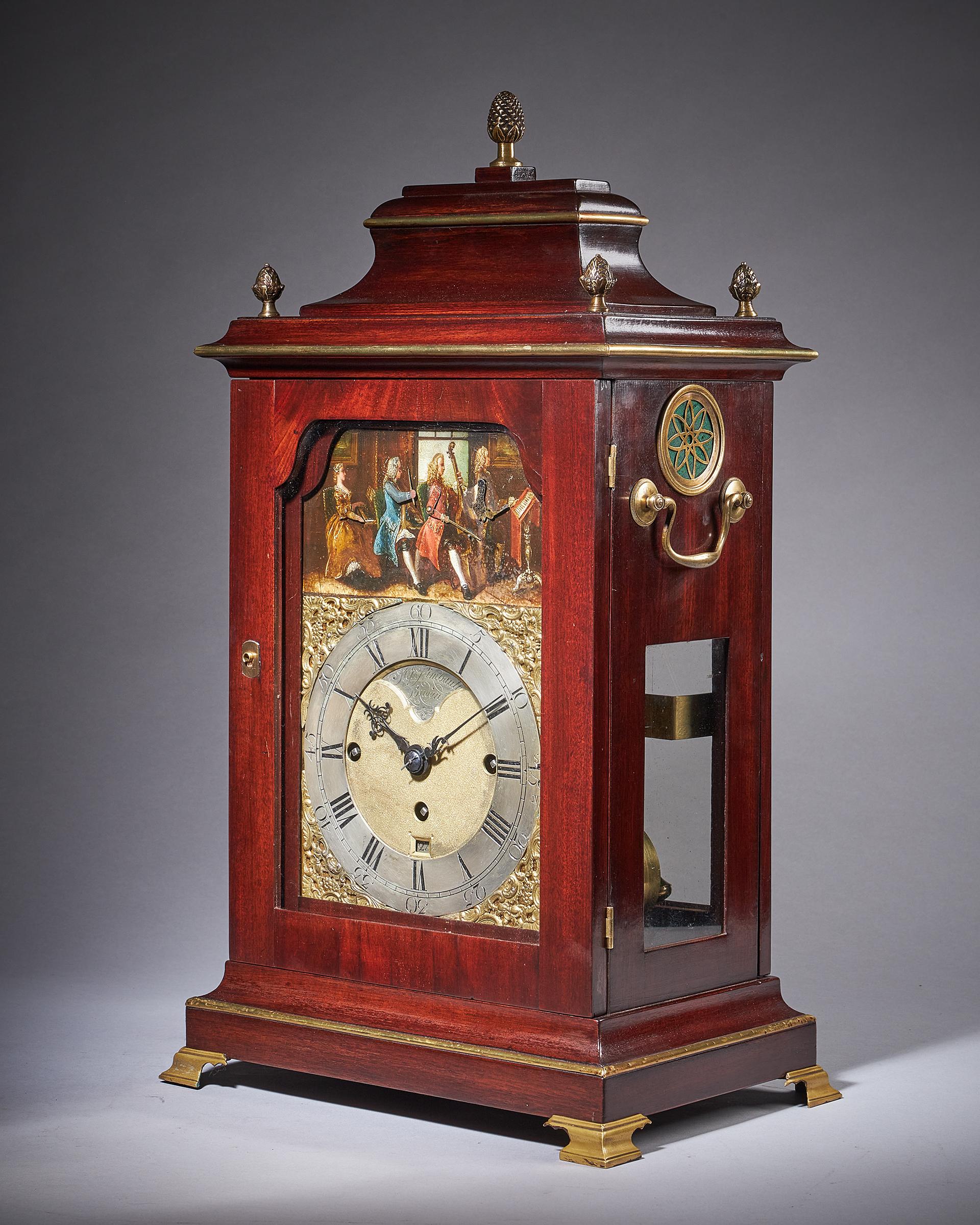 British 18th Century George III Mahogany Quarter Striking Automation Bracket Clock by St