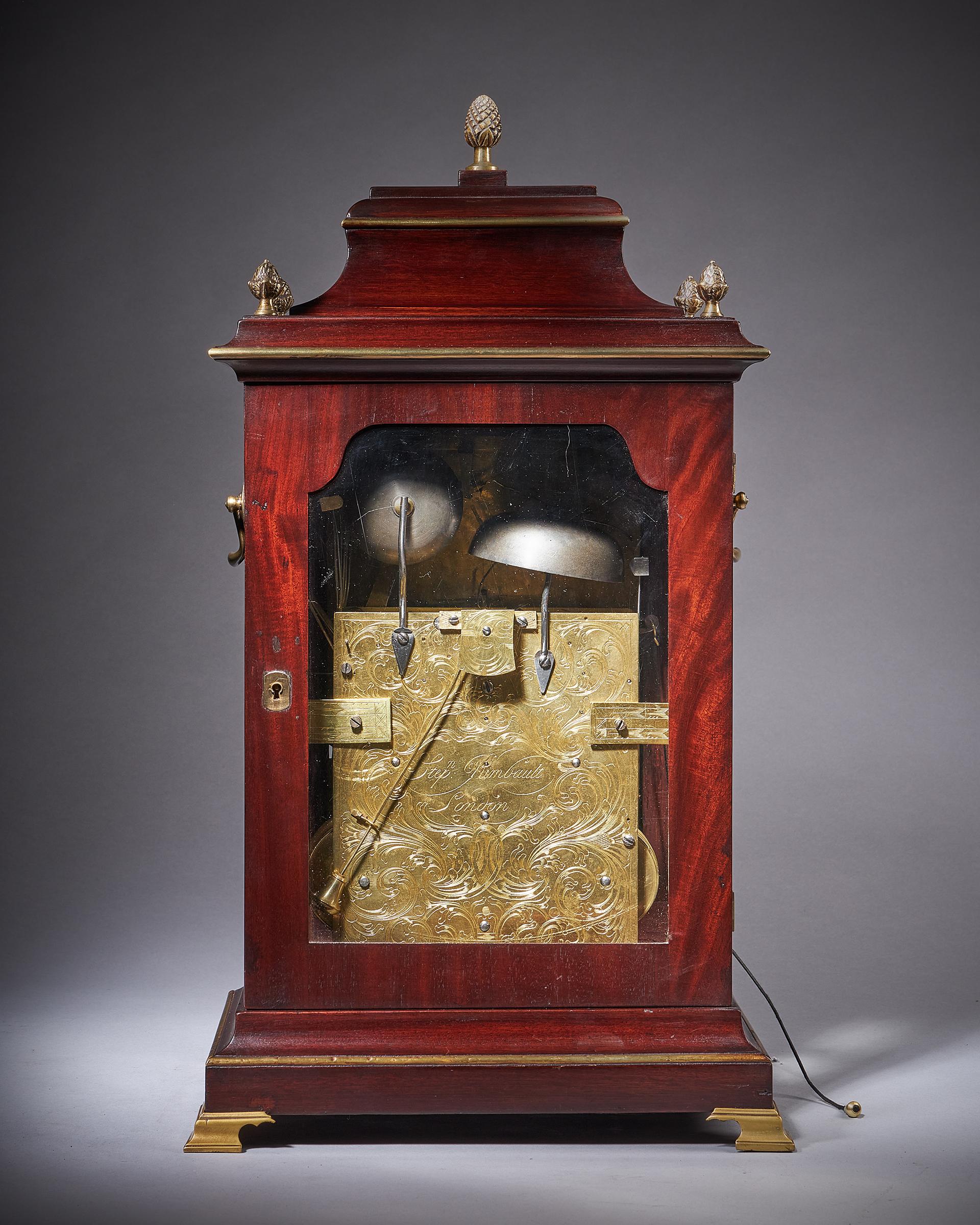 Brass 18th Century George III Mahogany Quarter Striking Automation Bracket Clock by St