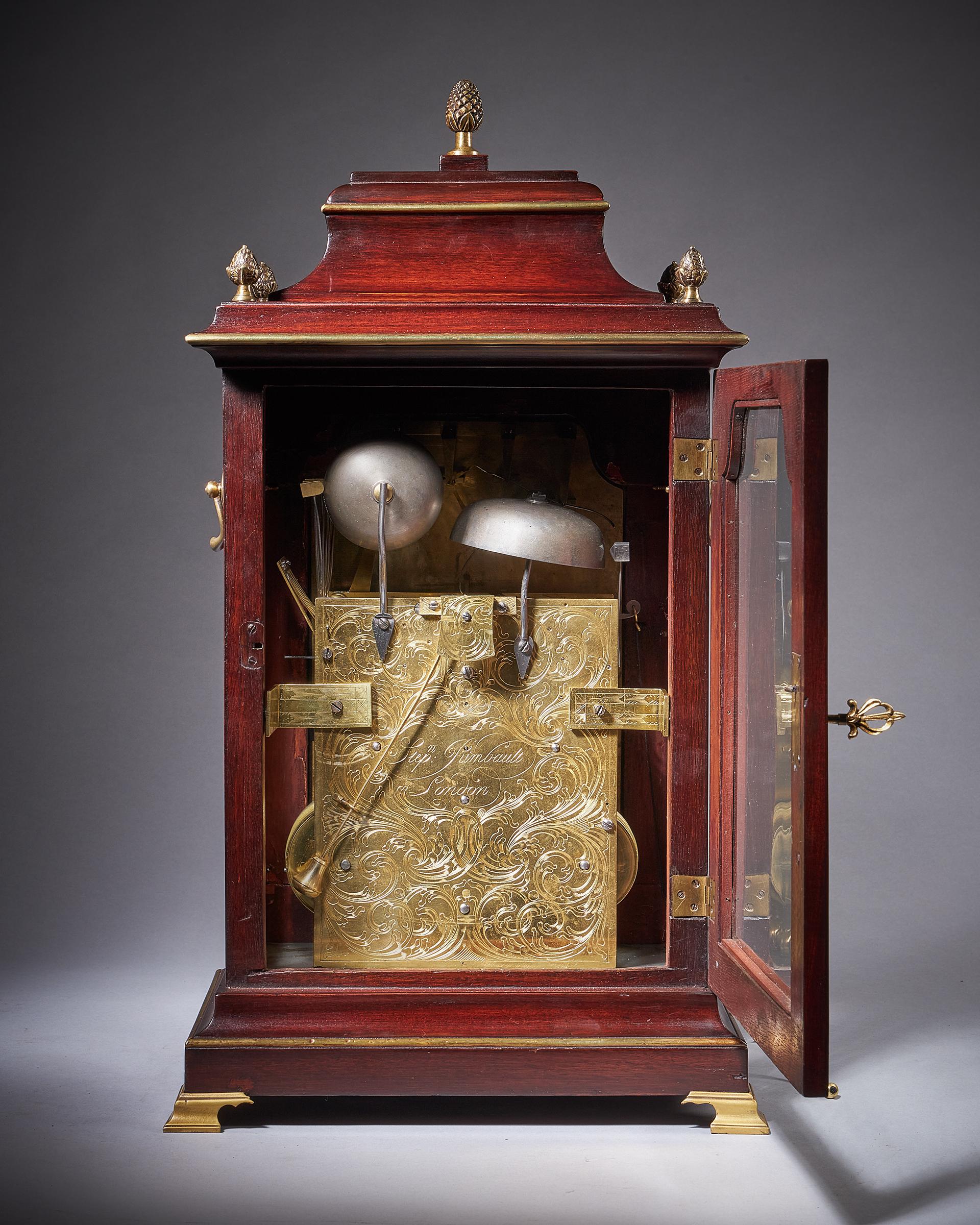 18th Century George III Mahogany Quarter Striking Automation Bracket Clock by St 1