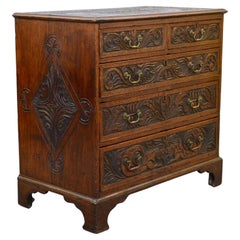 18th Century George III Oak Chest of Drawers with Moulded Edge