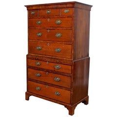 18th Century George III Oak Chest on Chest of Drawers Rosewood English