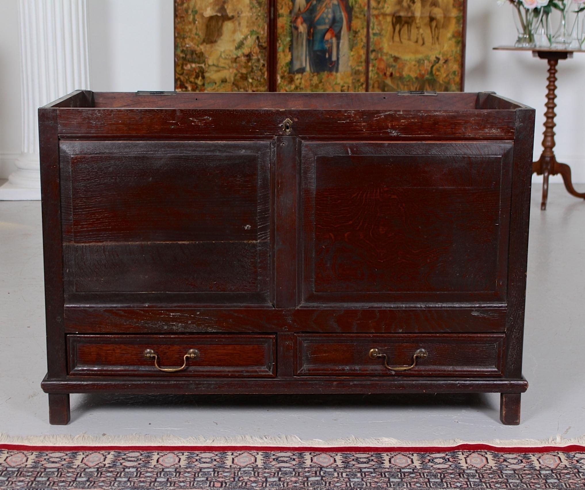 18th Century and Earlier 18th Century George III Oak Mule Chest Storage Coffer For Sale