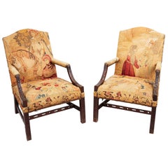 18th Century George III Pair of Gainsborough Armchairs after Chippendale