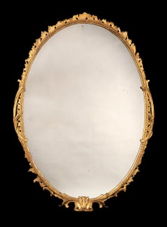 18th Century George III Period Carved Oval-Shaped Giltwood Mirror