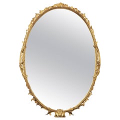 18th Century George III Period Carved Oval-Shaped Giltwood Mirror