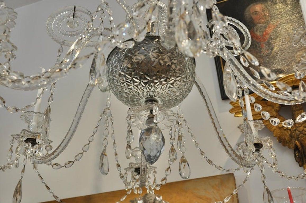 18th Century George III Period Cut Crystal Chandelier In Good Condition For Sale In Essex, MA