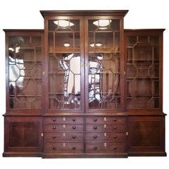 18th Century George III Period Mahogany Antique Breakfront Bookcase