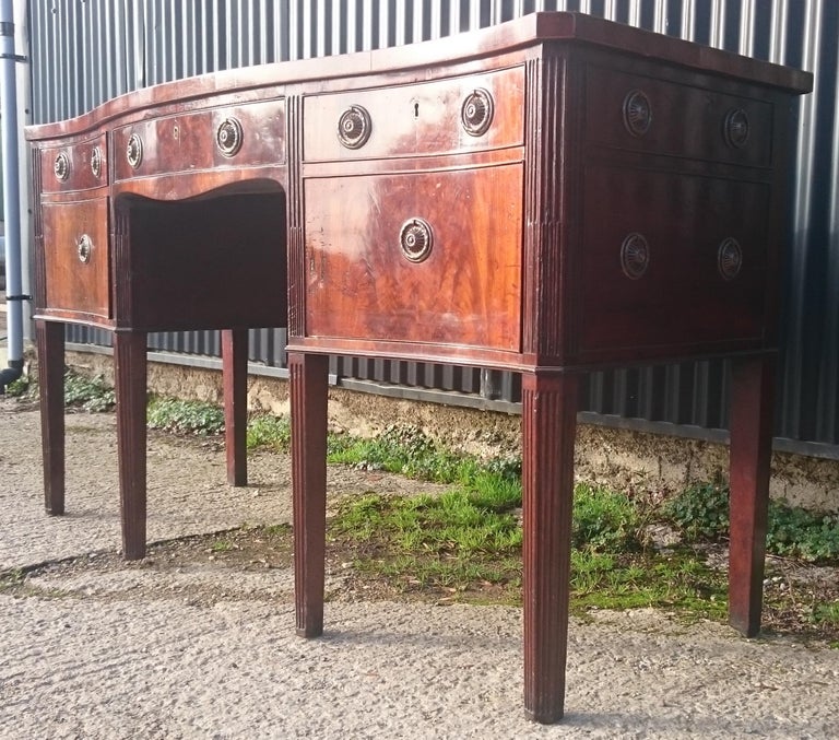 British 18th Century George III Period Mahogany Antique Serpentine Sideboard For Sale