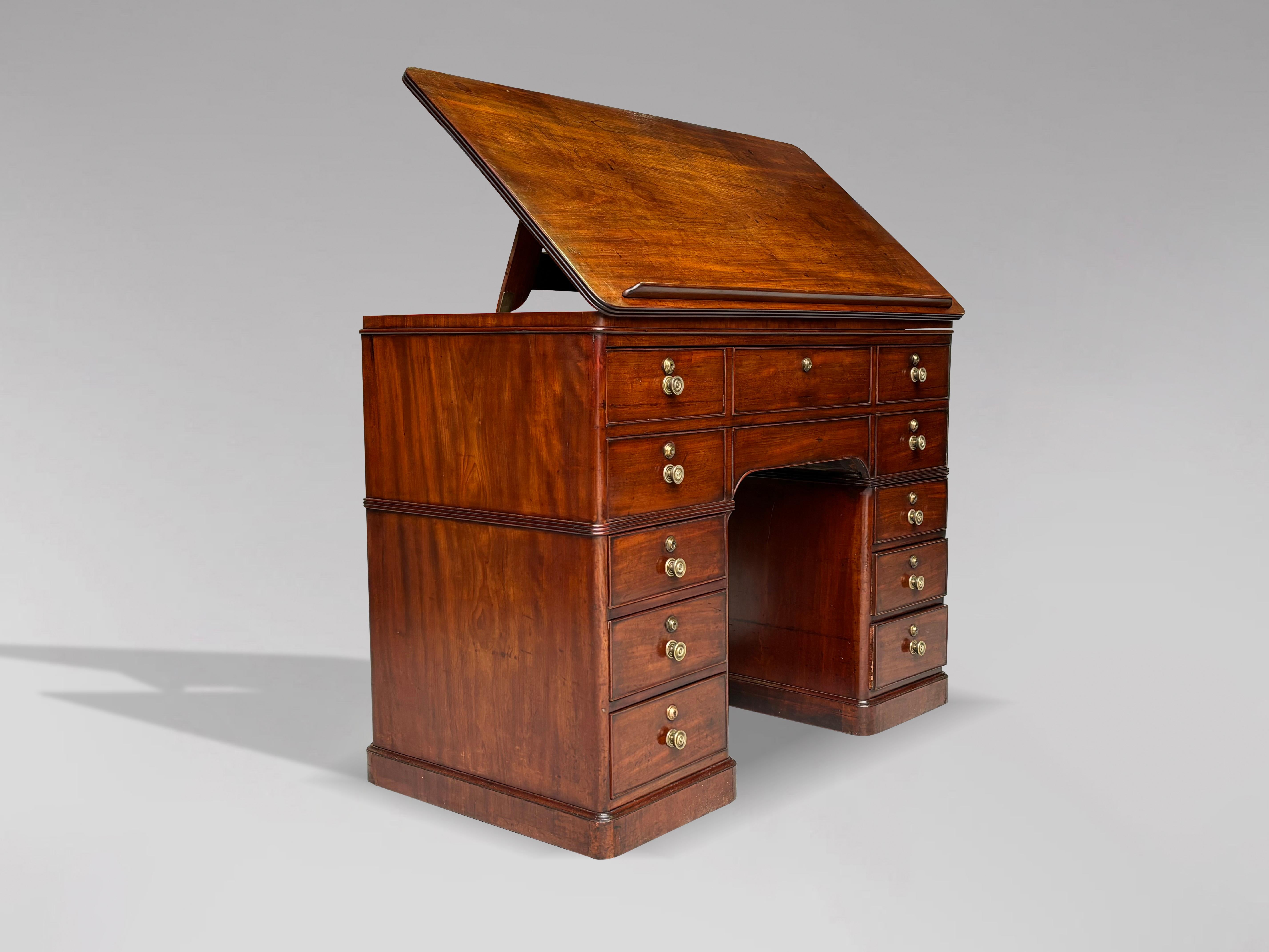 Polished 18th Century George III Period Mahogany Architect's Desk For Sale