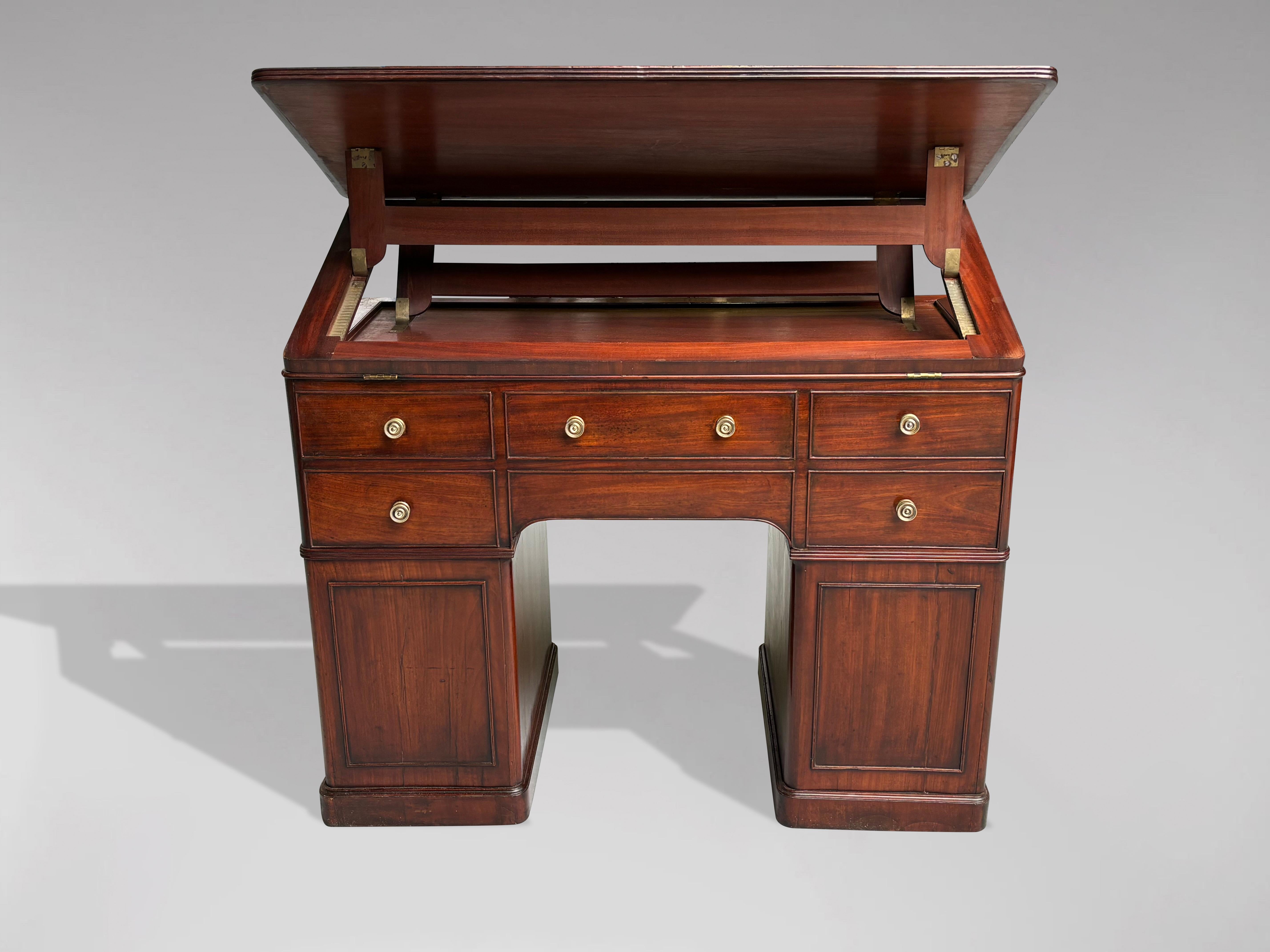 Brass 18th Century George III Period Mahogany Architect's Desk For Sale