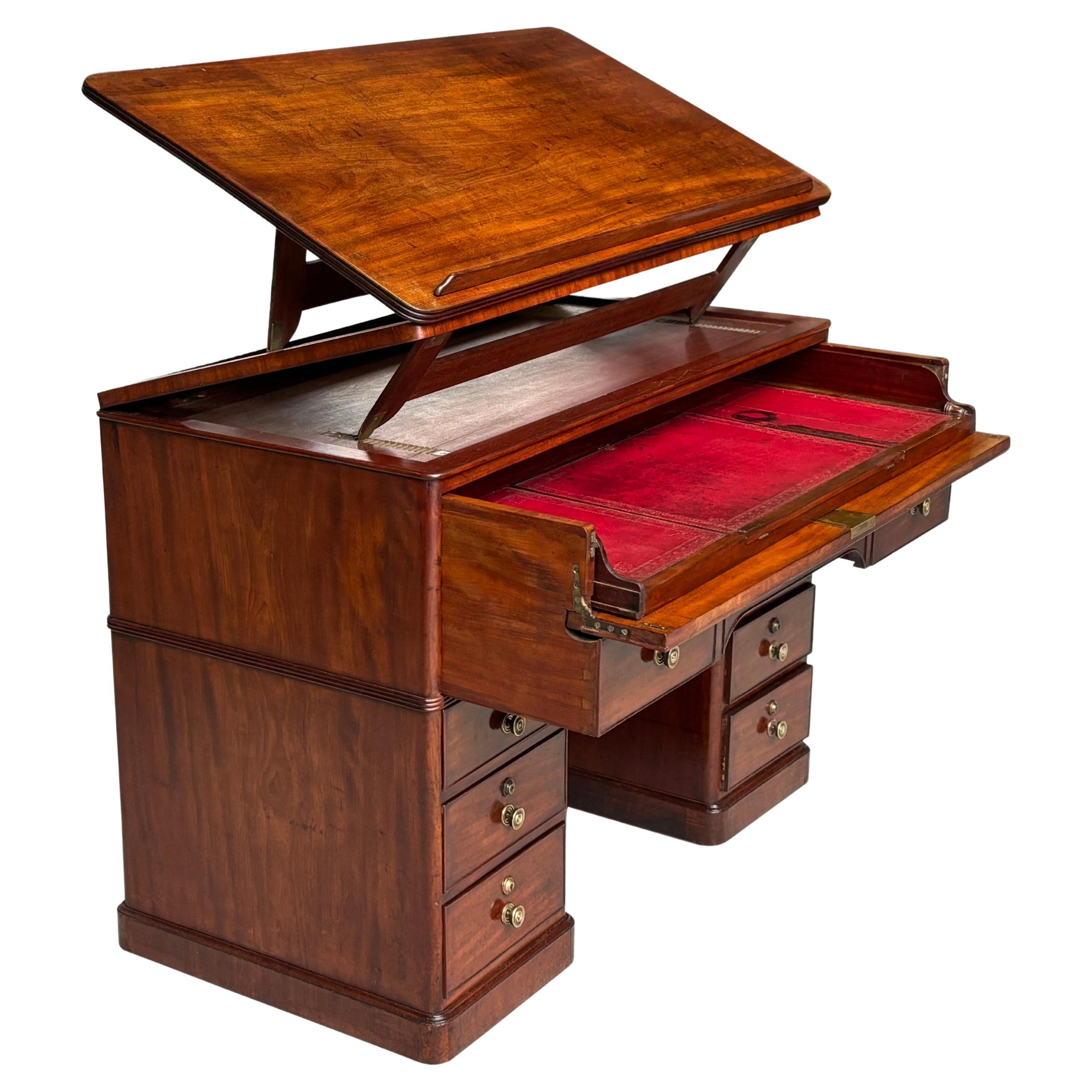 18th Century George III Period Mahogany Architect's Desk For Sale