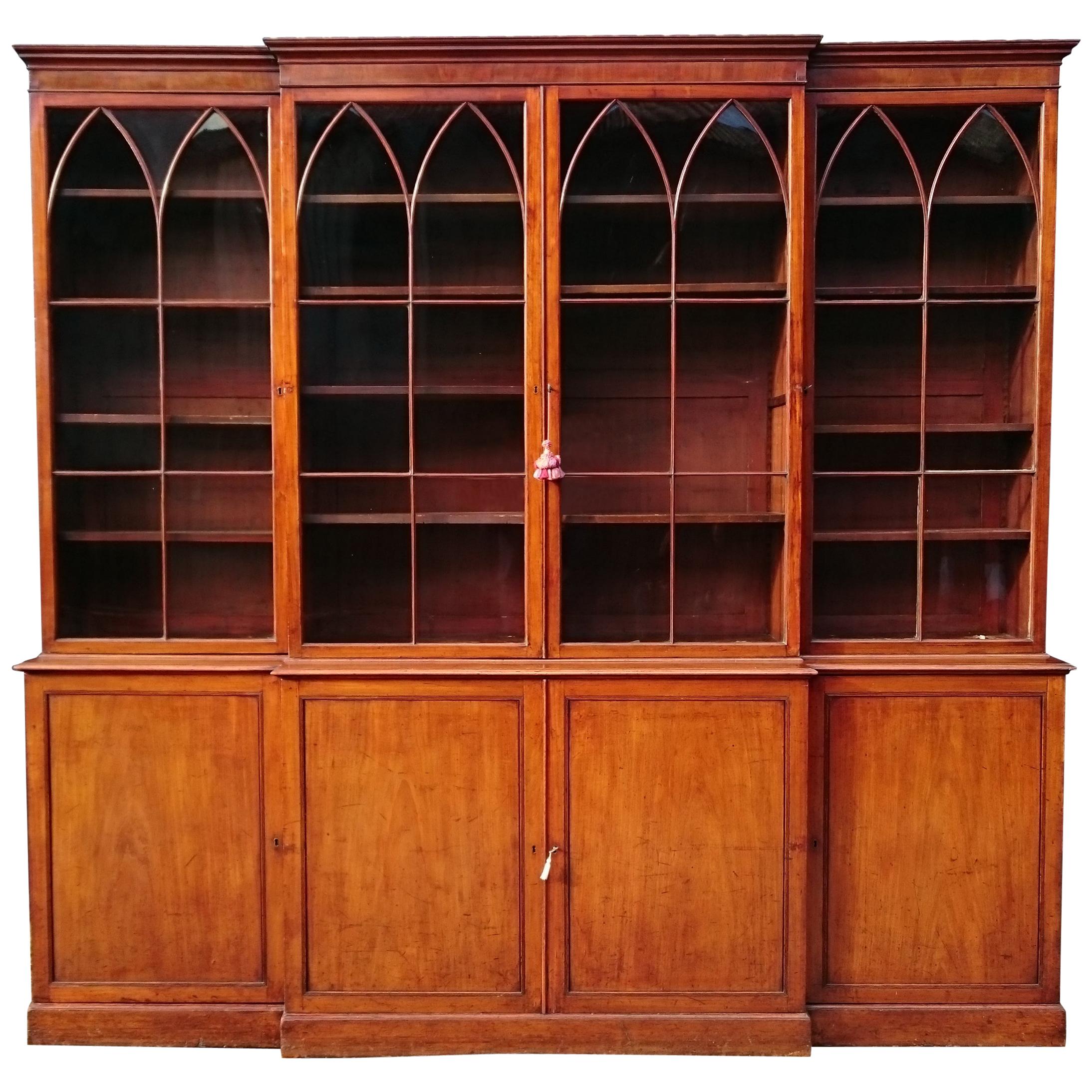 18th Century George III Period Mahogany Breakfront Bookcase