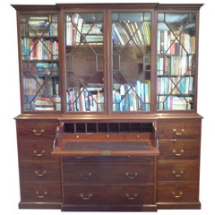 18th Century George III Period Mahogany Breakfront Secretary Bookcase
