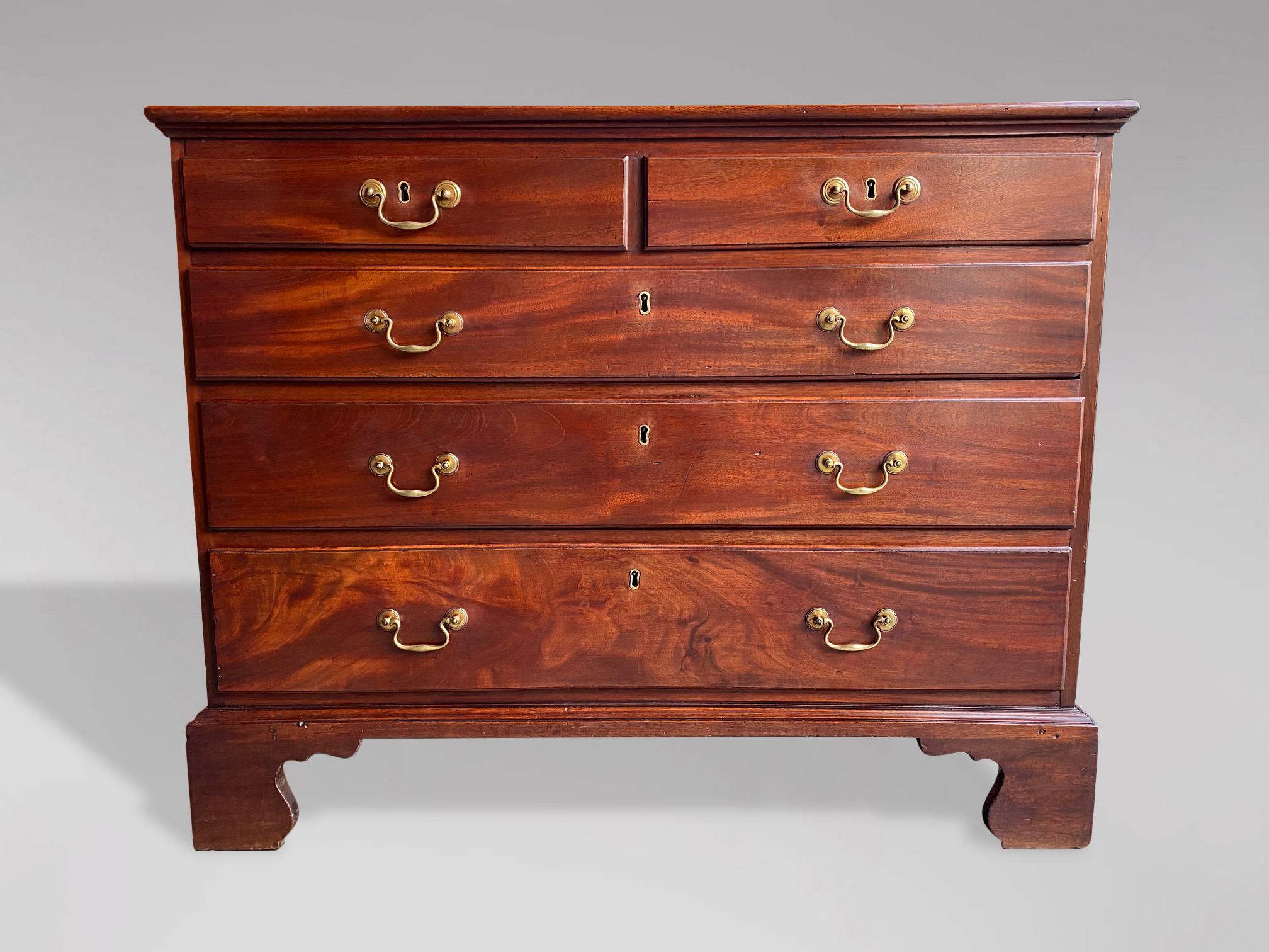 Brass 18th Century George III Period Mahogany Chest of Drawers For Sale