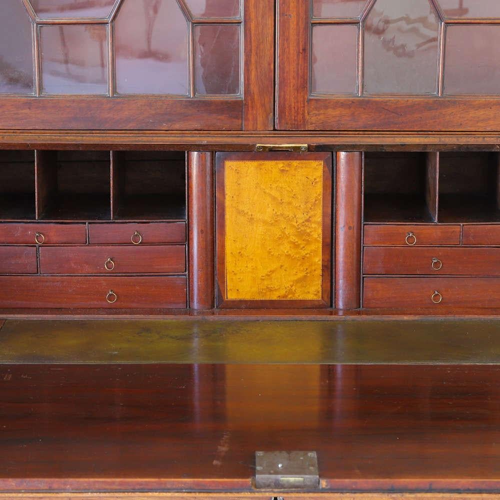 18th Century George III Period Mahogany Country House Bureau Bookcase For Sale 1