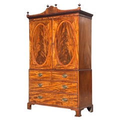 Antique 18th Century George III Period Mahogany & Inlay Linen press