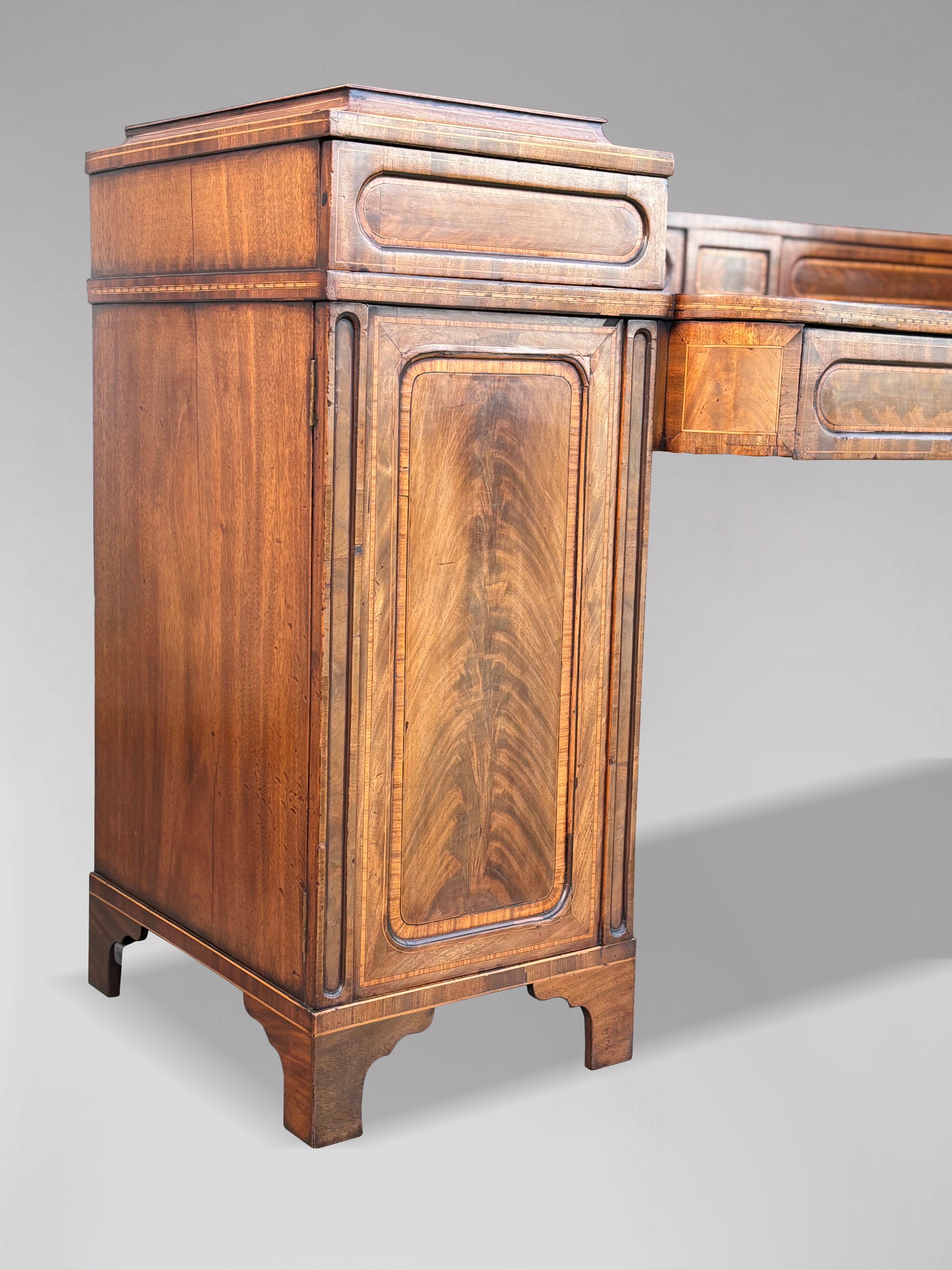 18th Century George III Period Mahogany & Inlay Pedestal Sideboard For Sale 4
