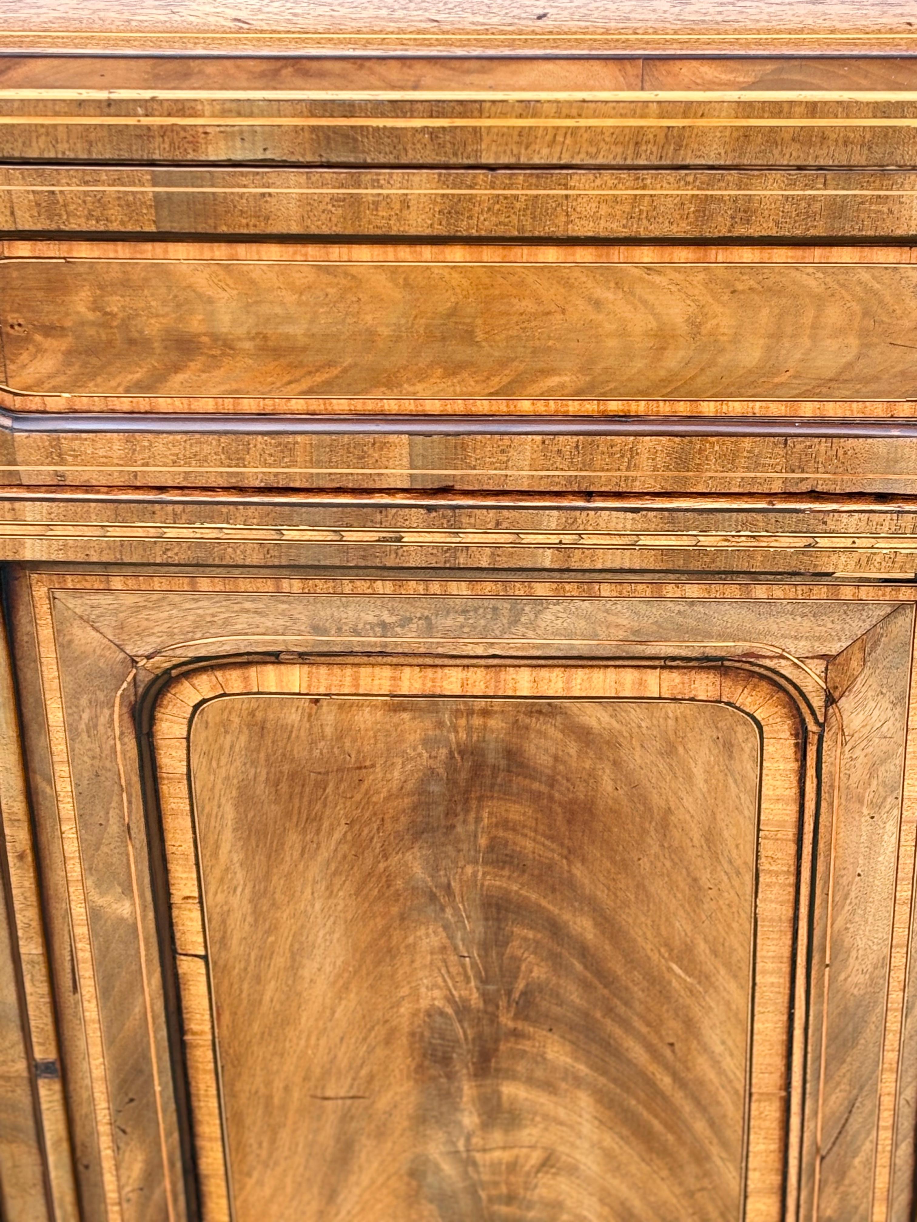 18th Century George III Period Mahogany & Inlay Pedestal Sideboard For Sale 5