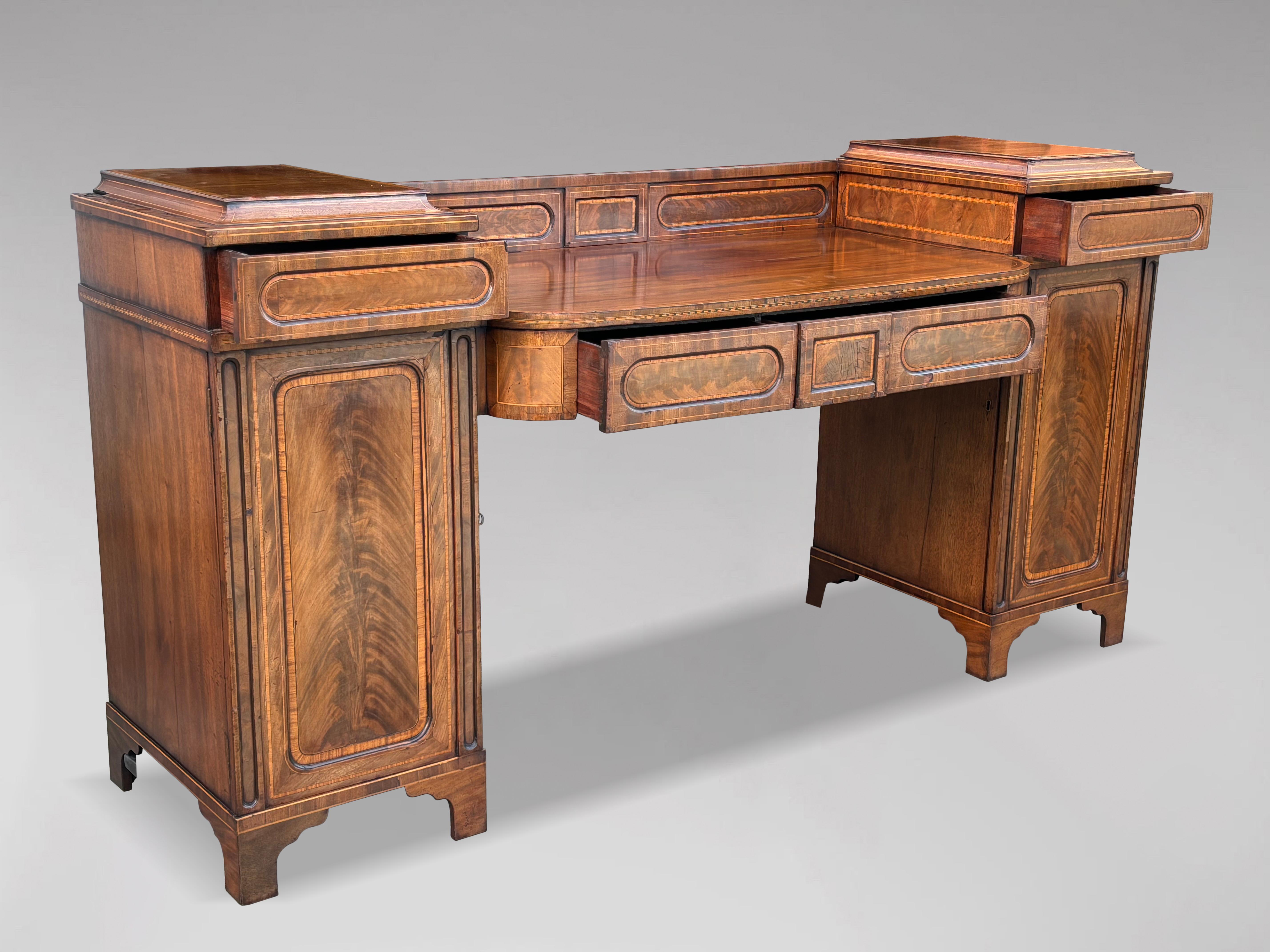 18th Century George III Period Mahogany & Inlay Pedestal Sideboard For Sale 6