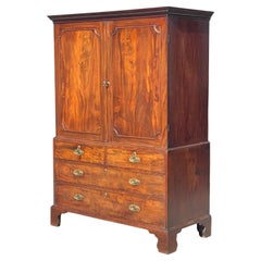 Antique 18th Century George III Period Mahogany Linen Press