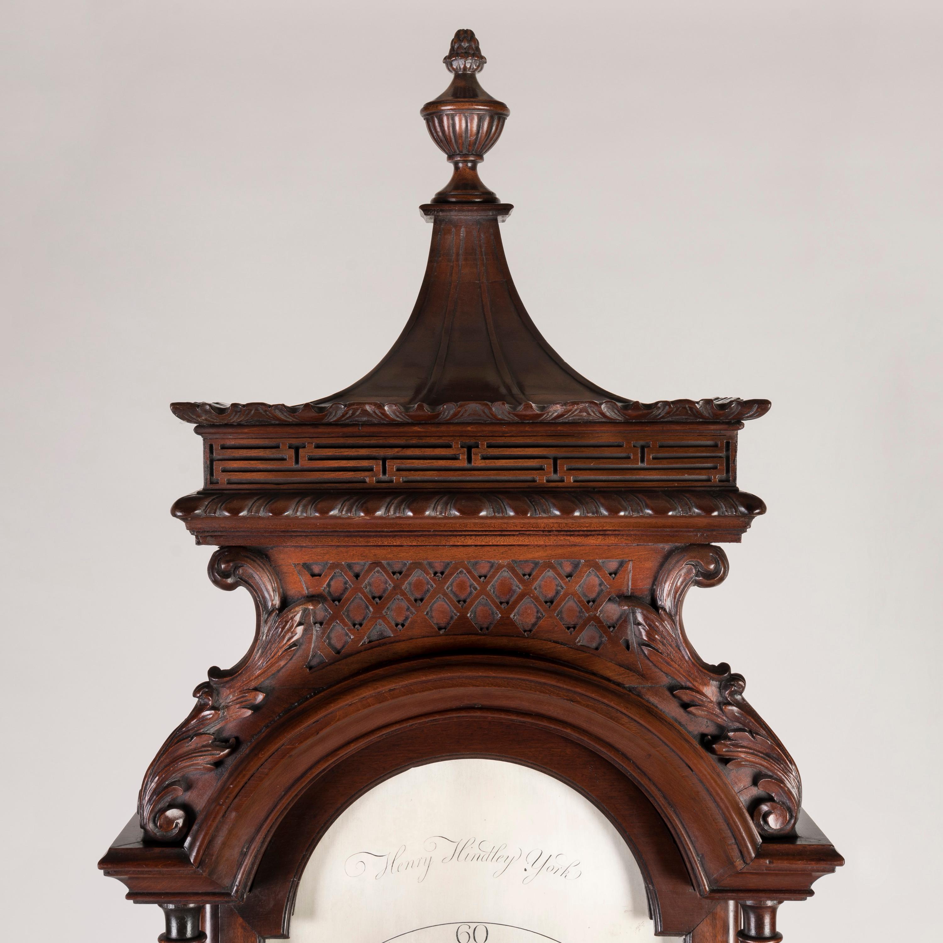 18th Century George III Period Mahogany Longcase Clock by Henry Hindley of York In Good Condition For Sale In London, GB