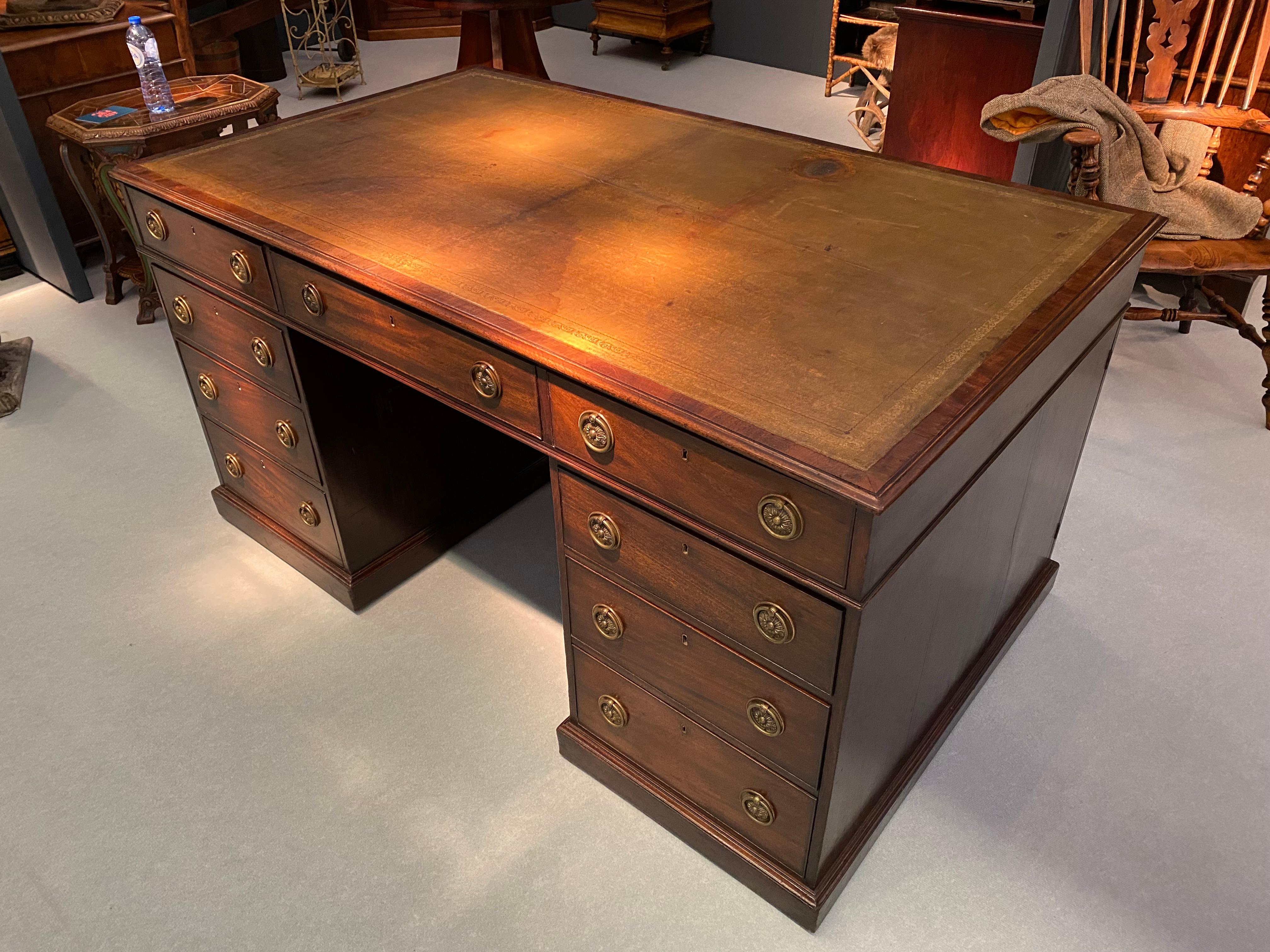 Leather 18th Century George III Period Mahogany Partners Desk For Sale