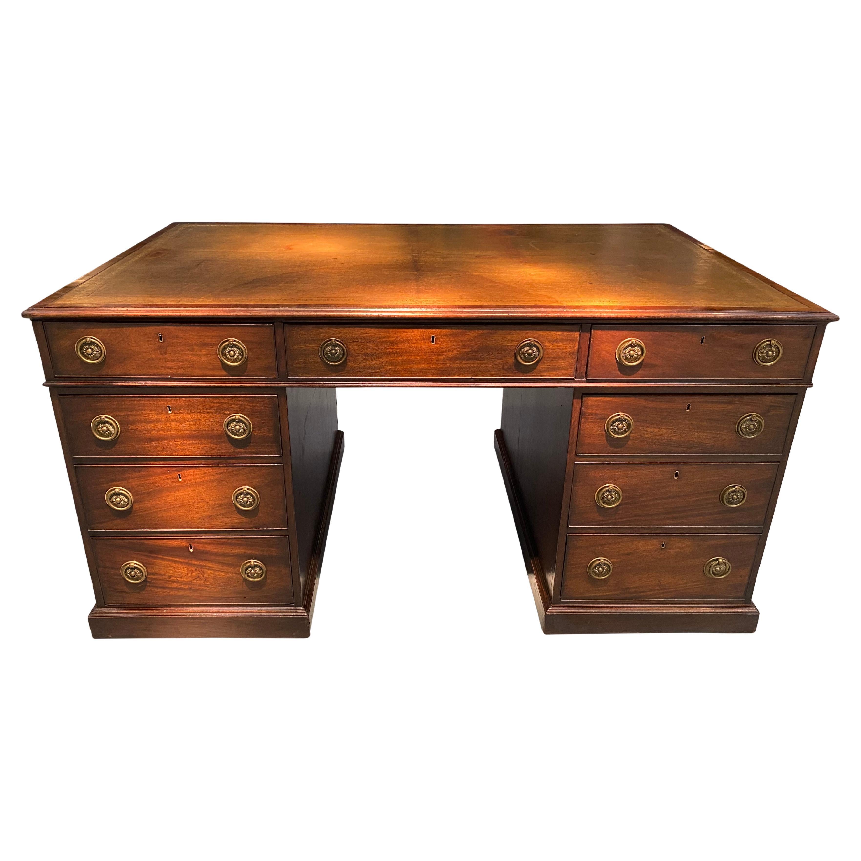 18th Century George III Period Mahogany Partners Desk For Sale