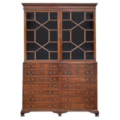 18th Century George III Period Mahogany Secretaire Library Bookcase