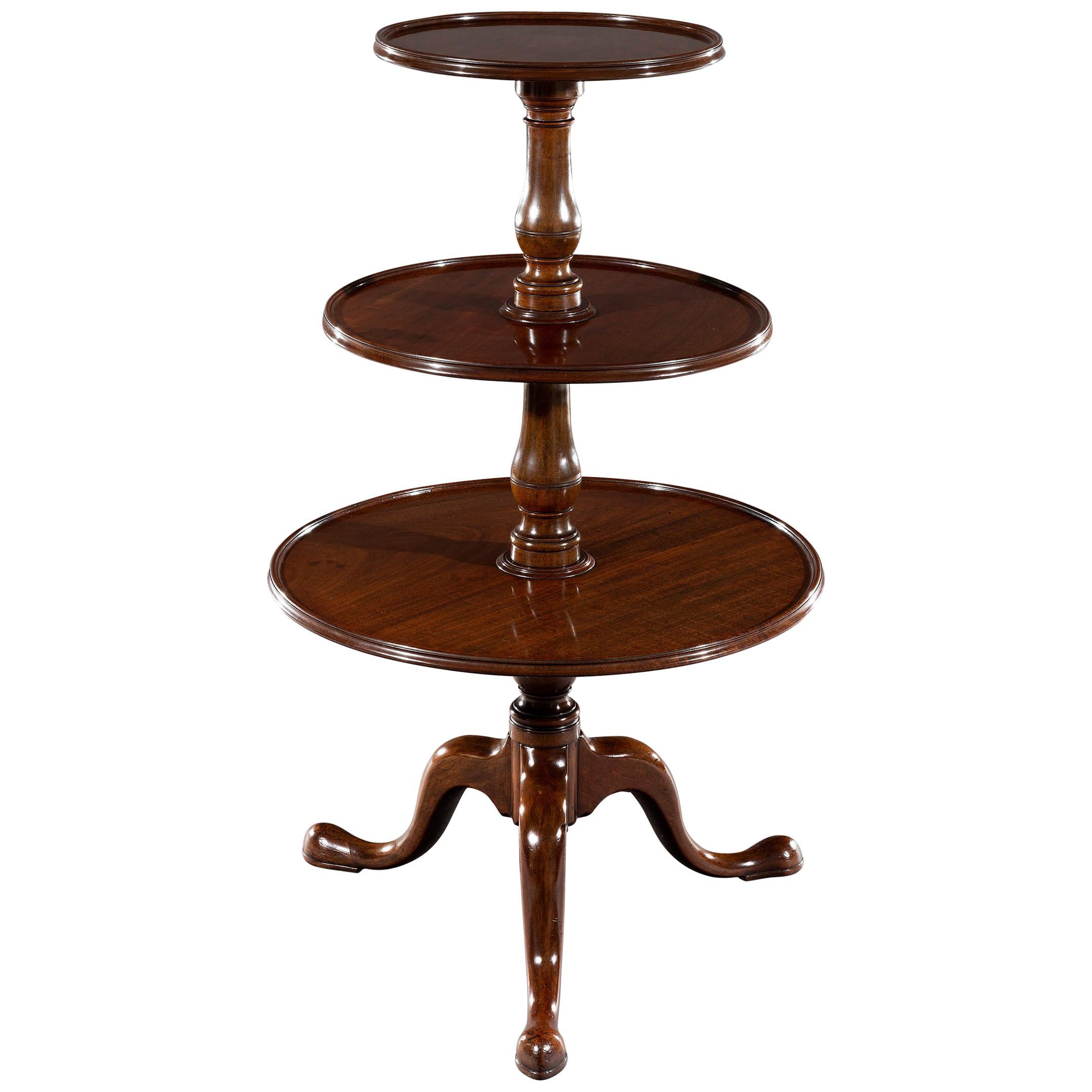 18th Century George III Period Mahogany Three-Tier Dumb Waiter For Sale