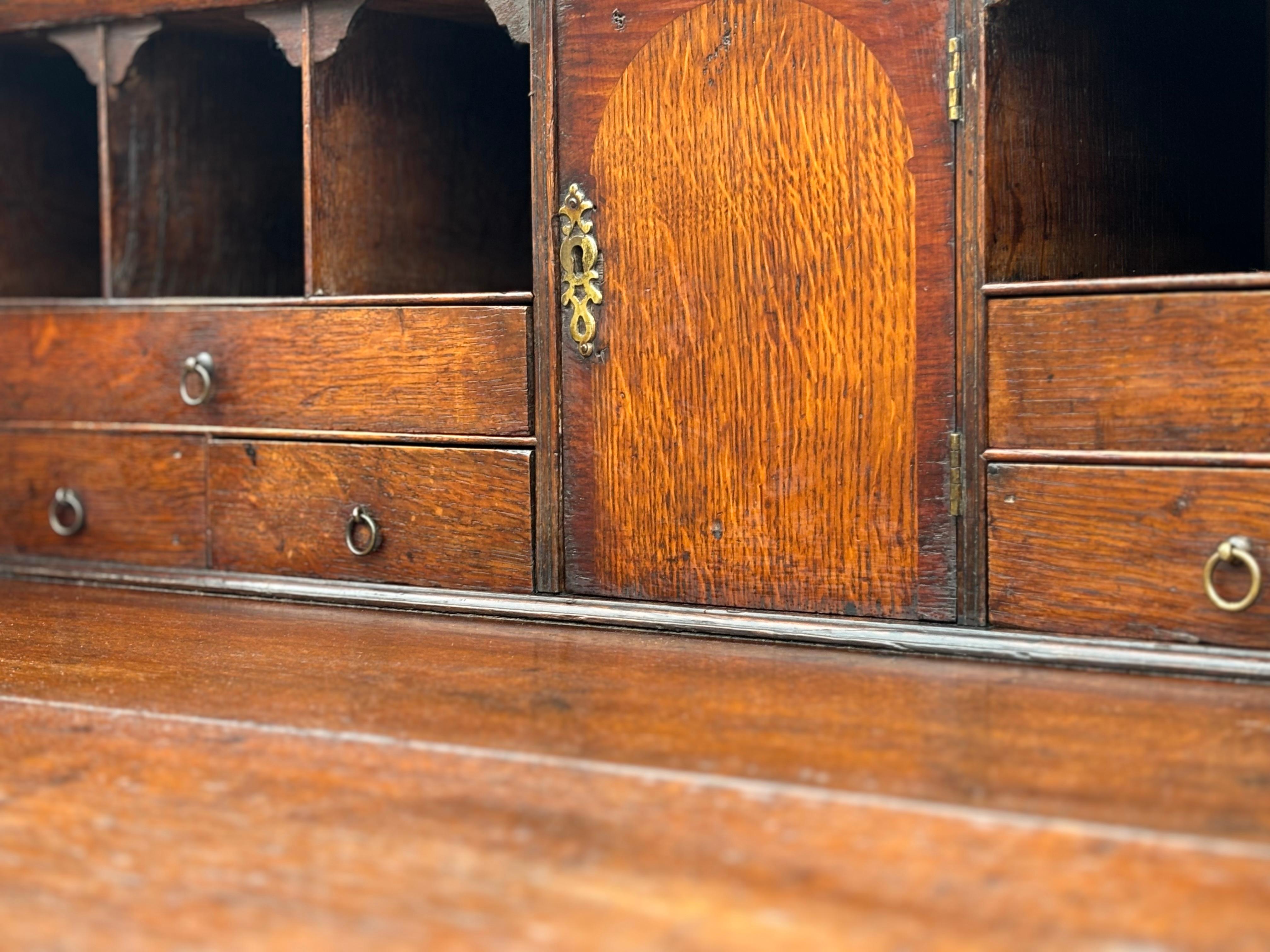 Brass 18th Century George III Period Oak Bureau