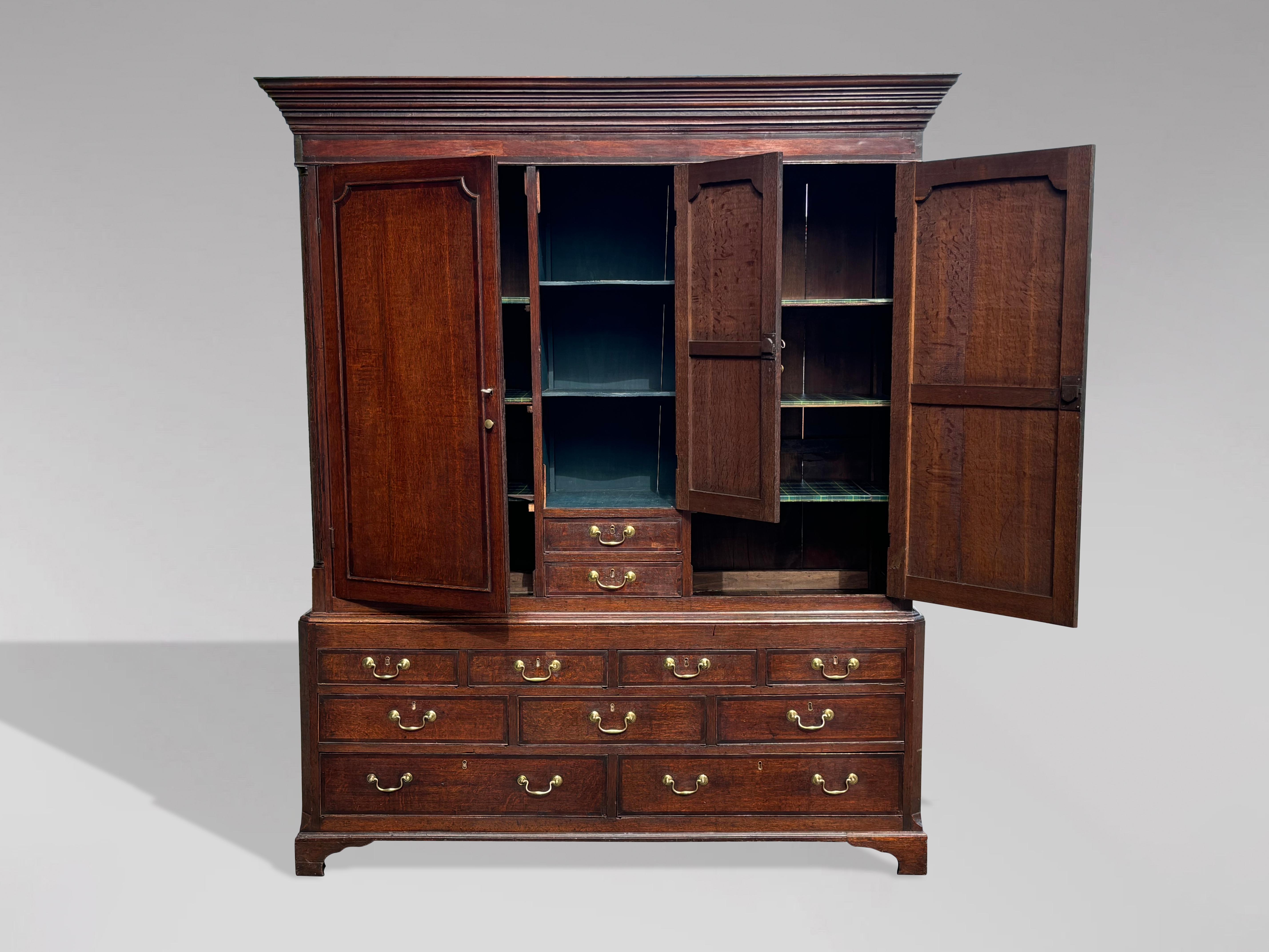 British 18th Century George III Period Oak Housekeepers Cupboard For Sale