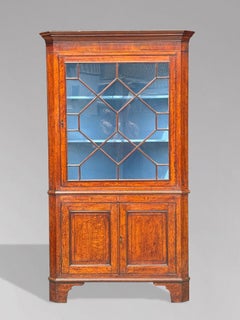 18th Century George III Period Oak & Inlay Corner Cupboard