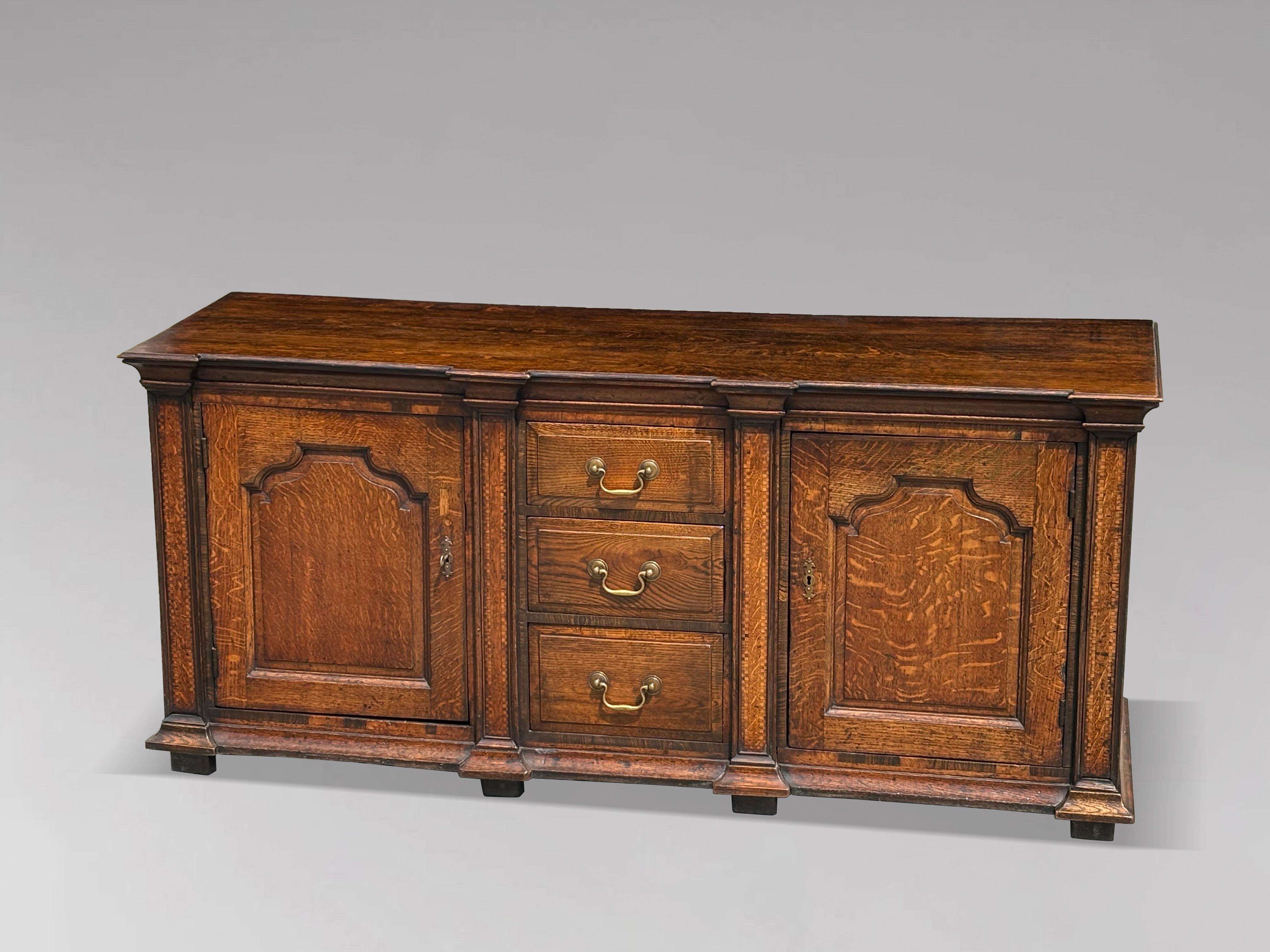 British 18th Century George III Period Parquetry Oak Dresser Base For Sale