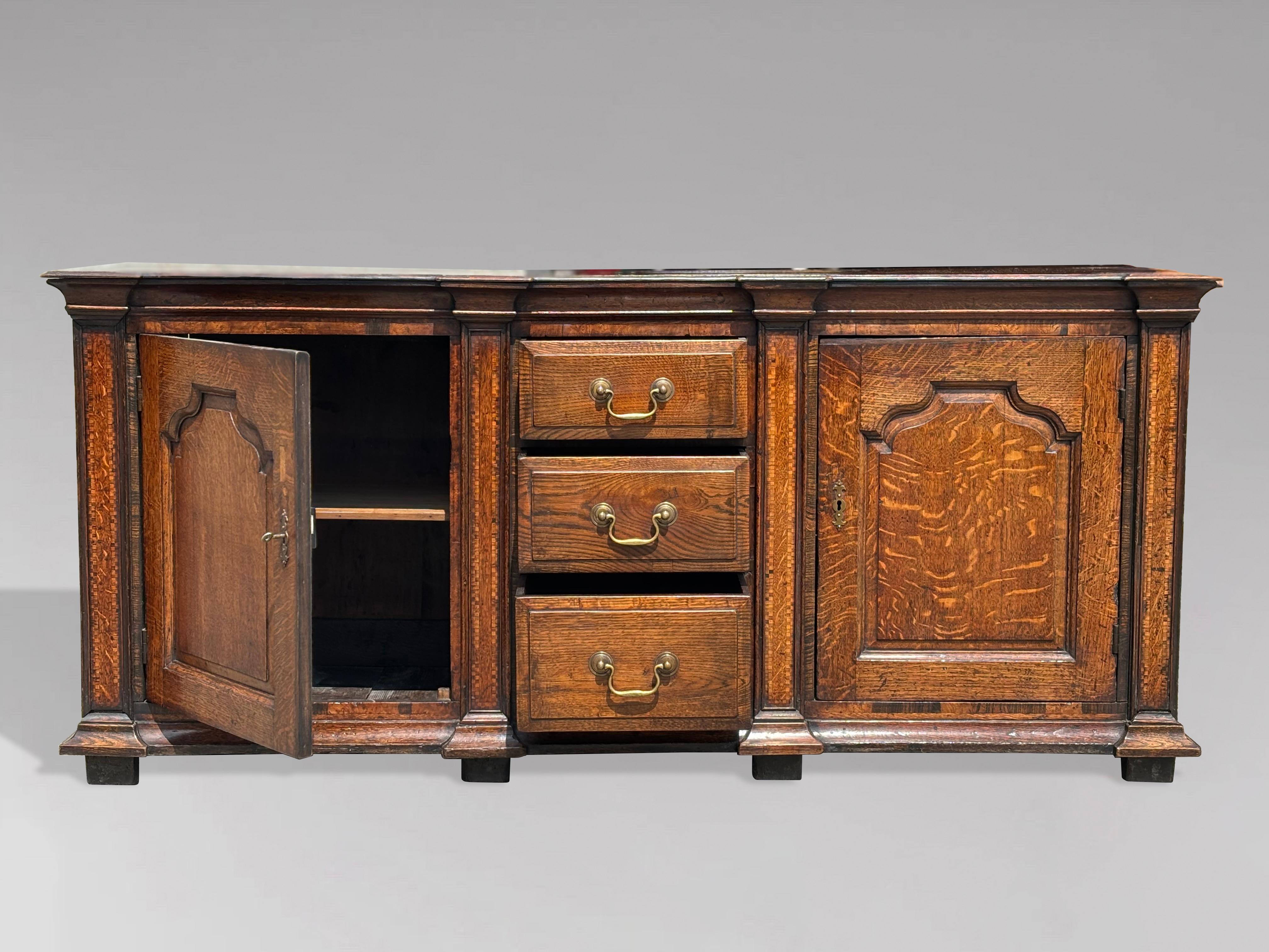 18th Century and Earlier 18th Century George III Period Parquetry Oak Dresser Base For Sale