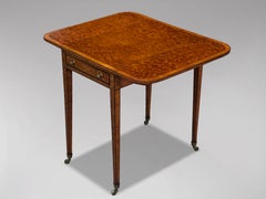 Table Pembroke du XVIIIe siècle, période George III, Sheraton, Amboyna et bois satiné