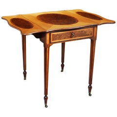 18th Century George III Satinwood and Pollard Oak Pembroke Occasional Table