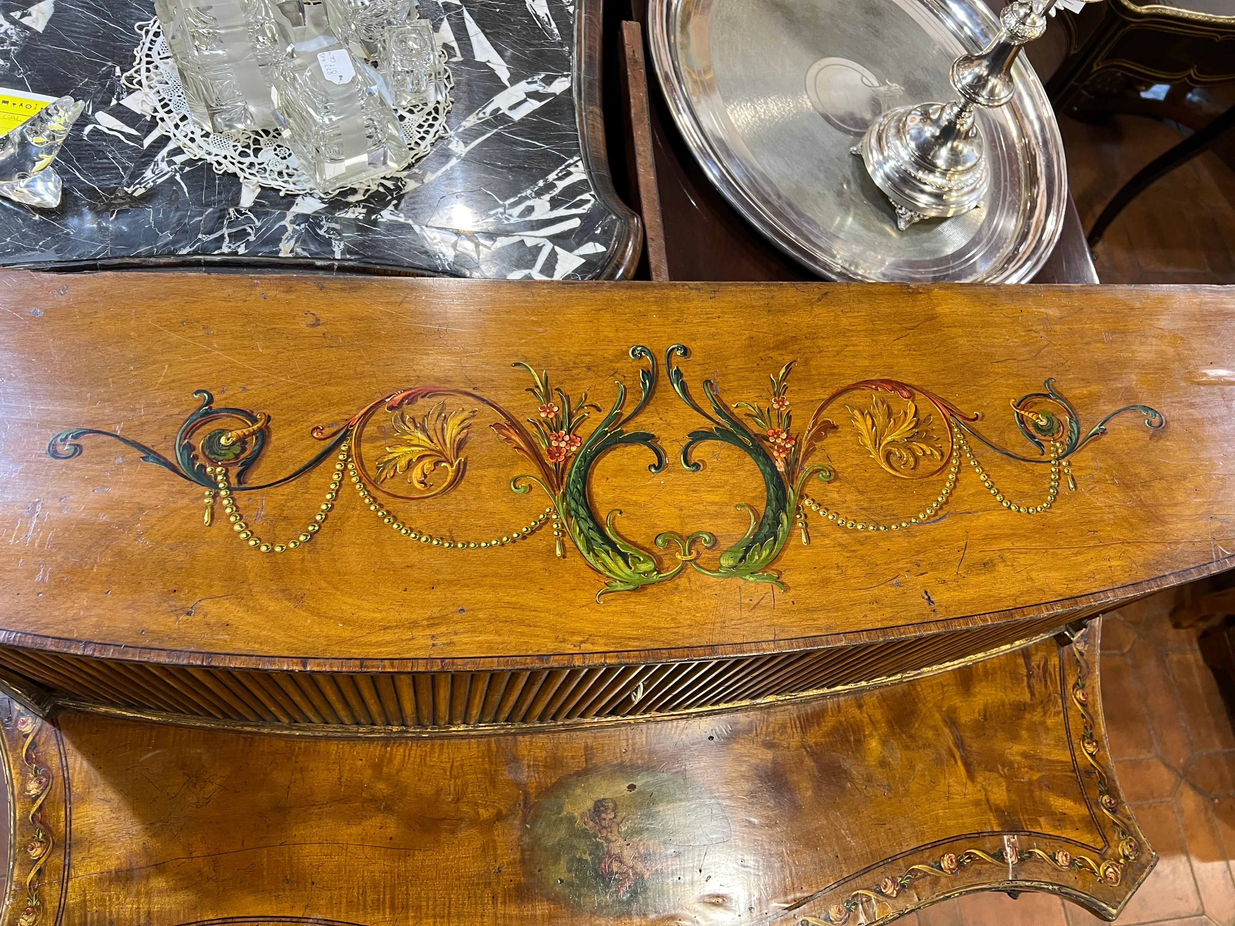18th Century George III Adam Satinwood Credenzas Hand Painted Gilt  1700 For Sale 6