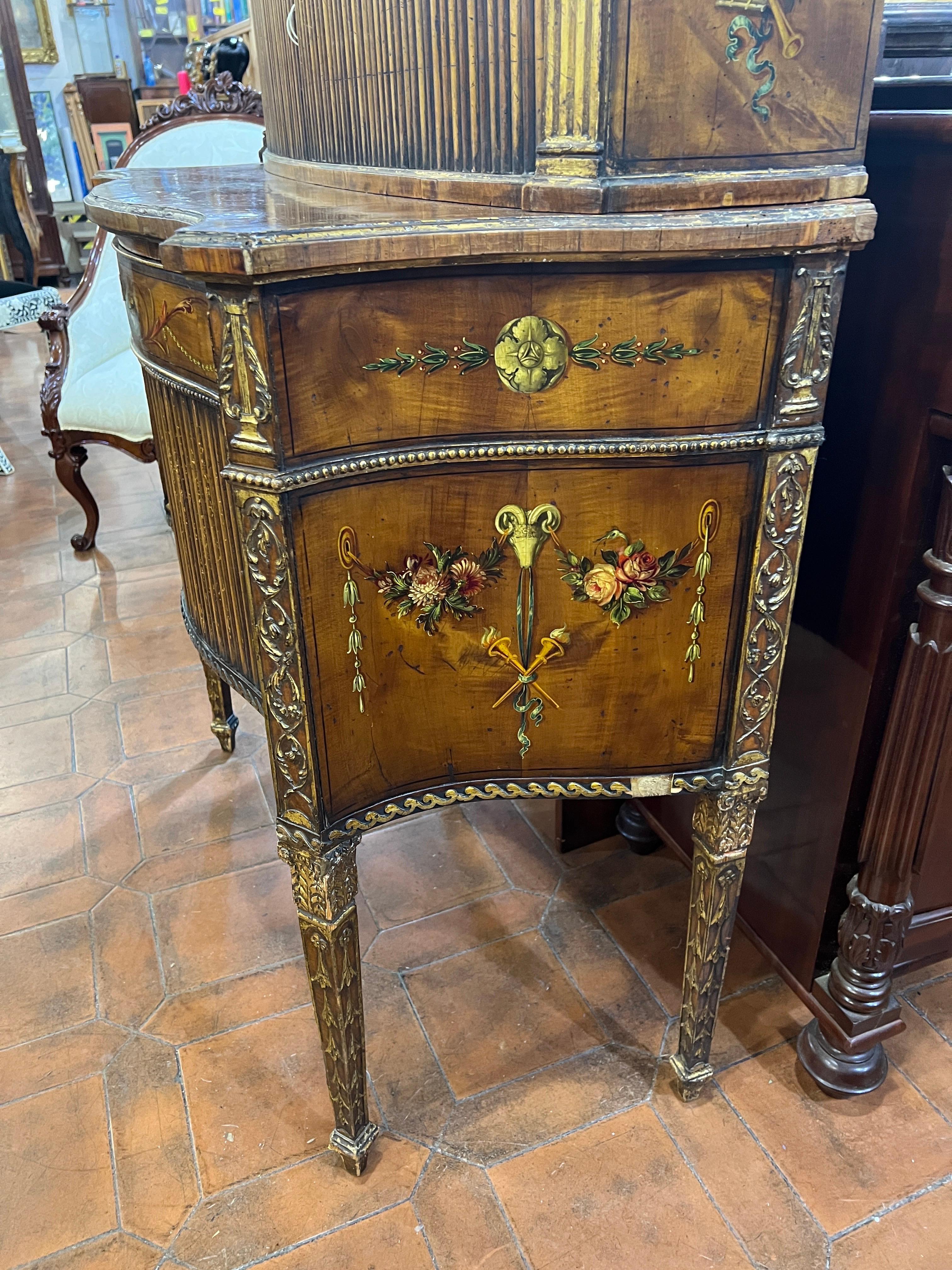 18th Century George III Adam Satinwood Credenzas Hand Painted Gilt  1700 For Sale 10
