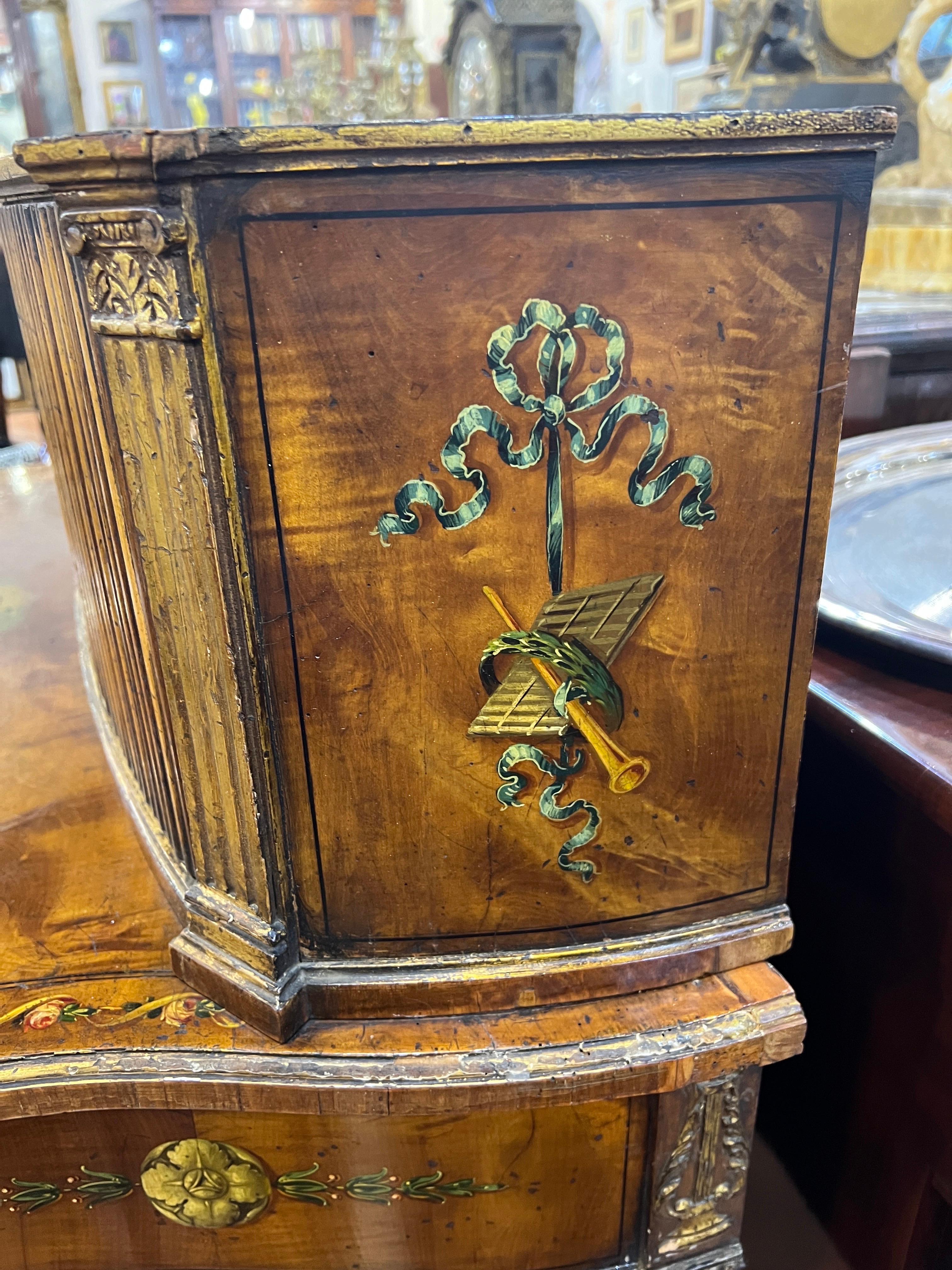 18th Century George III Adam Satinwood Credenzas Hand Painted Gilt  1700 For Sale 11