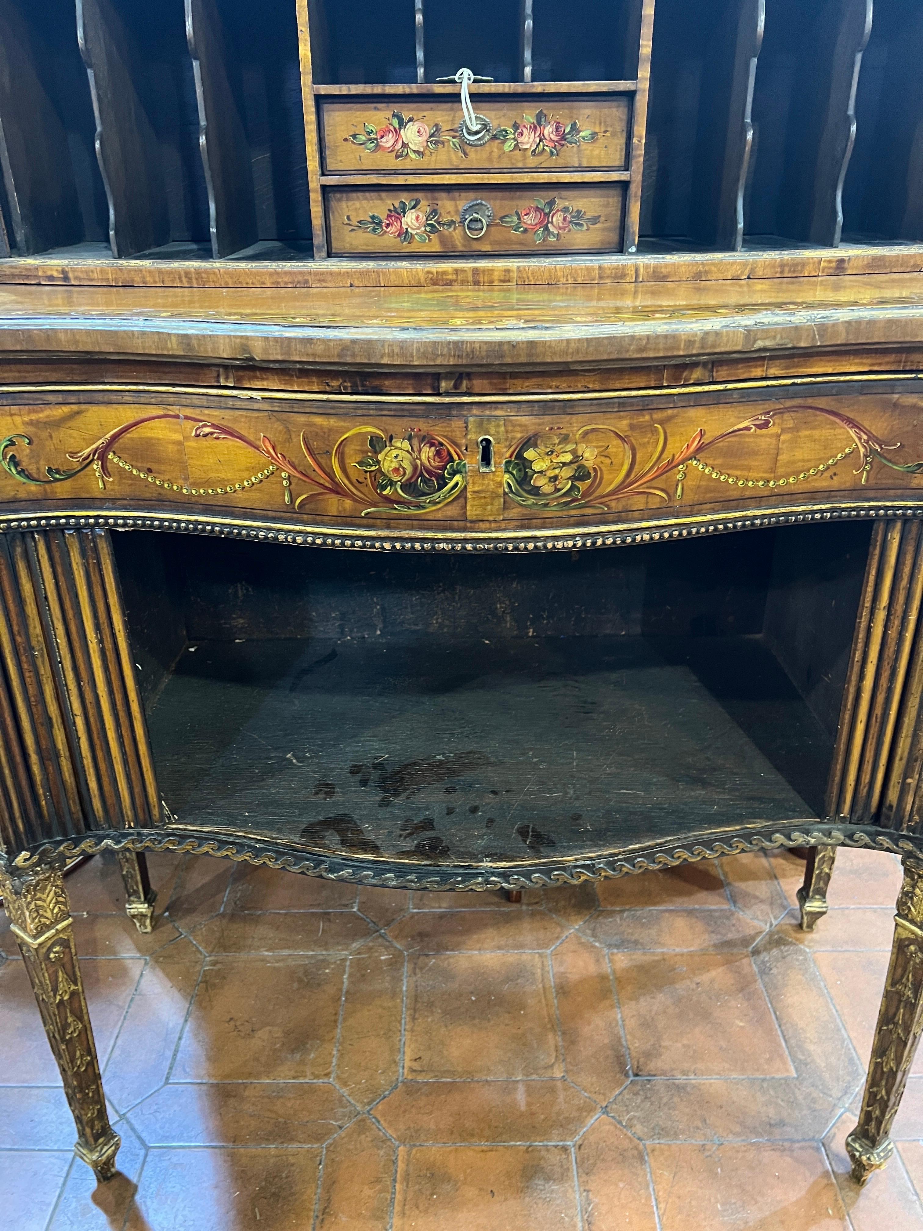 18th Century George III Adam Satinwood Credenzas Hand Painted Gilt  1700 For Sale 13