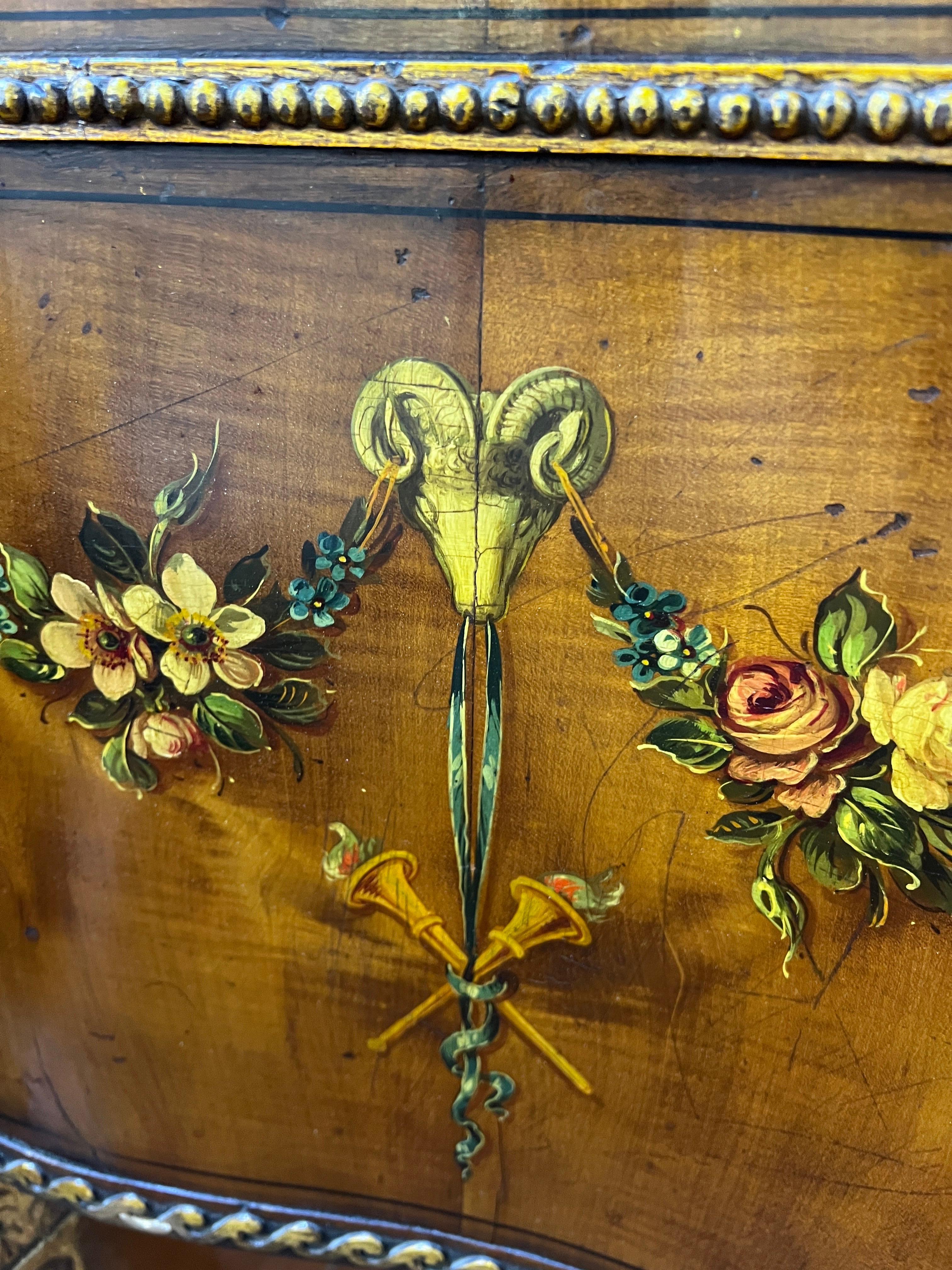 18th Century George III Adam Satinwood Credenzas Hand Painted Gilt  1700 For Sale 1