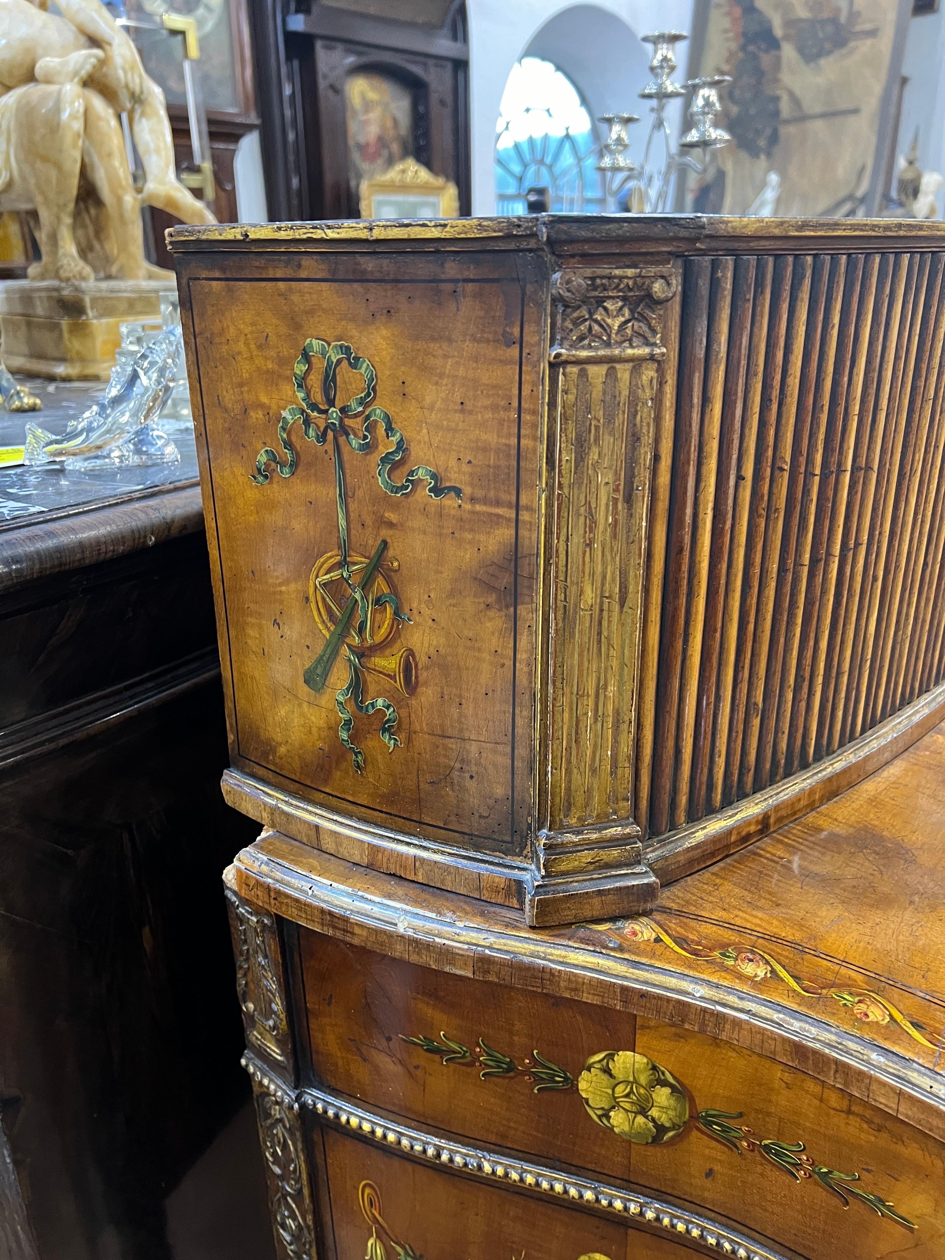 18th Century George III Adam Satinwood Credenzas Hand Painted Gilt  1700 For Sale 3