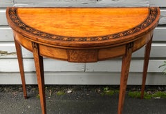 18th Century George III Satinwood Game Table with Marquetry Inlay