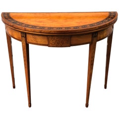 Table de Jeu George III en Bois Satiné avec Incrustation de Marqueterie:: 18ème Siècle