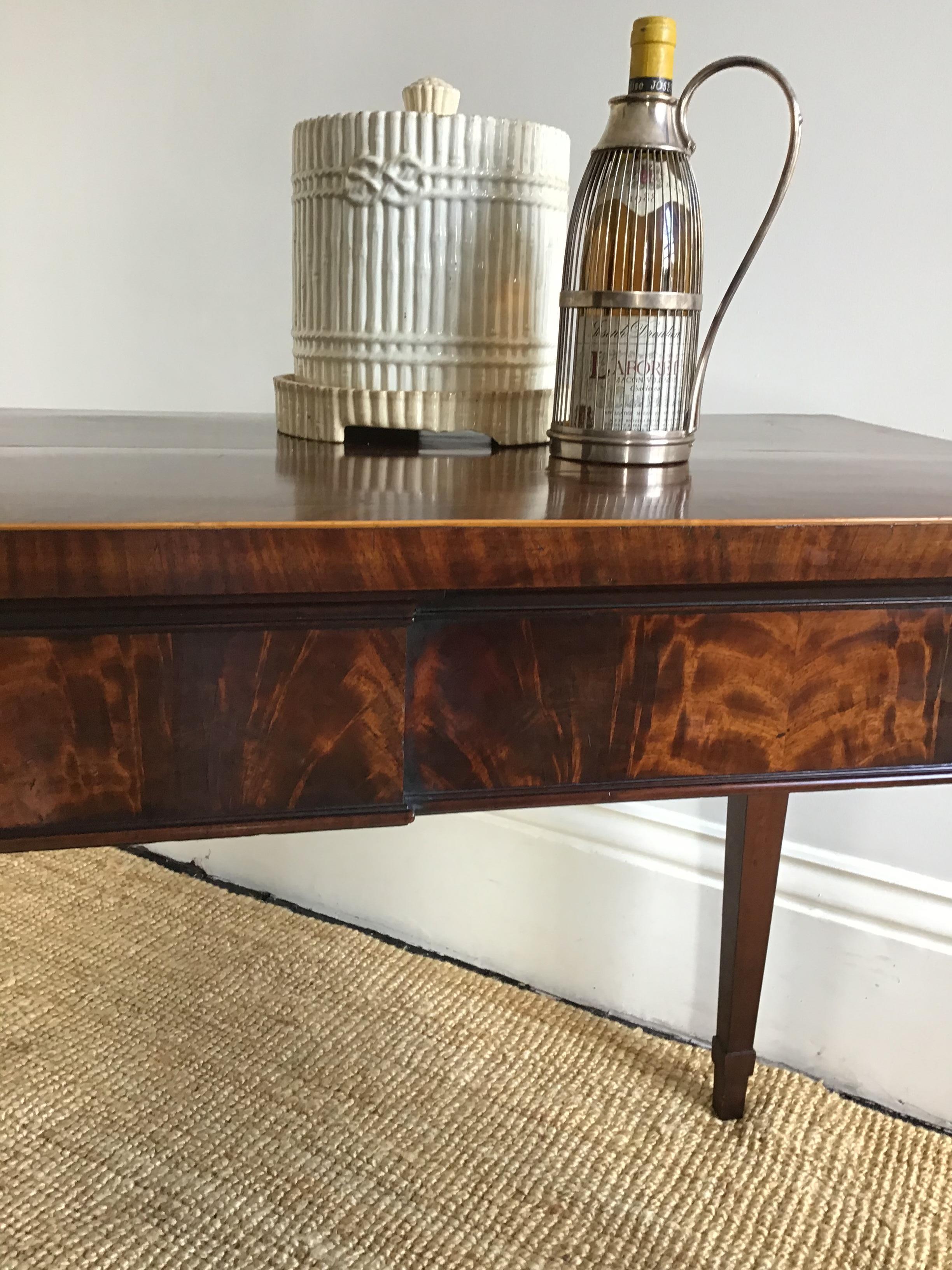 Carved 18th Century George III Scottish Flame Mahogany Serving Table Sideboard For Sale