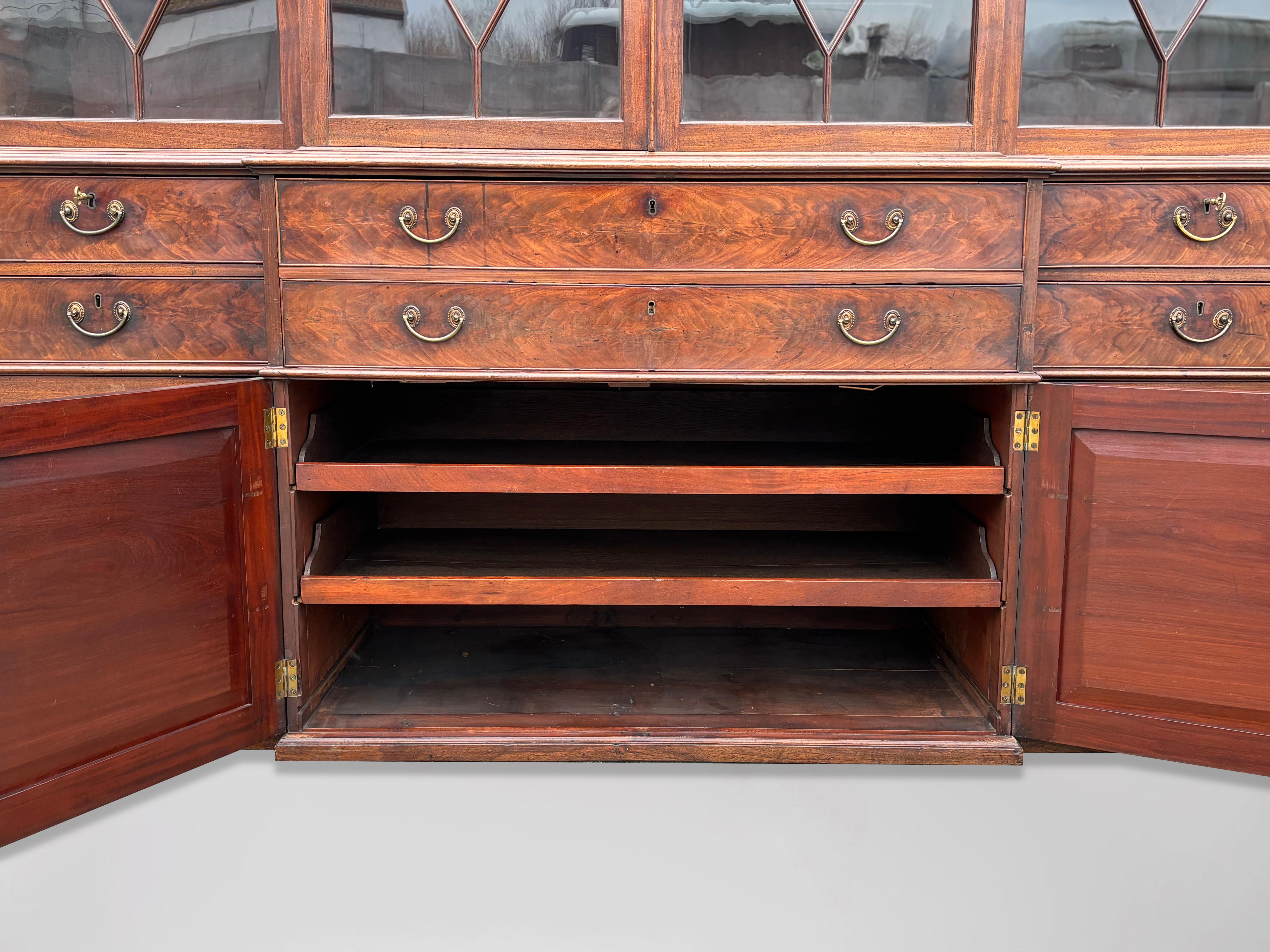 18th Century George III Secretaire Library Bookcase by Gillows of Lancaster For Sale 3