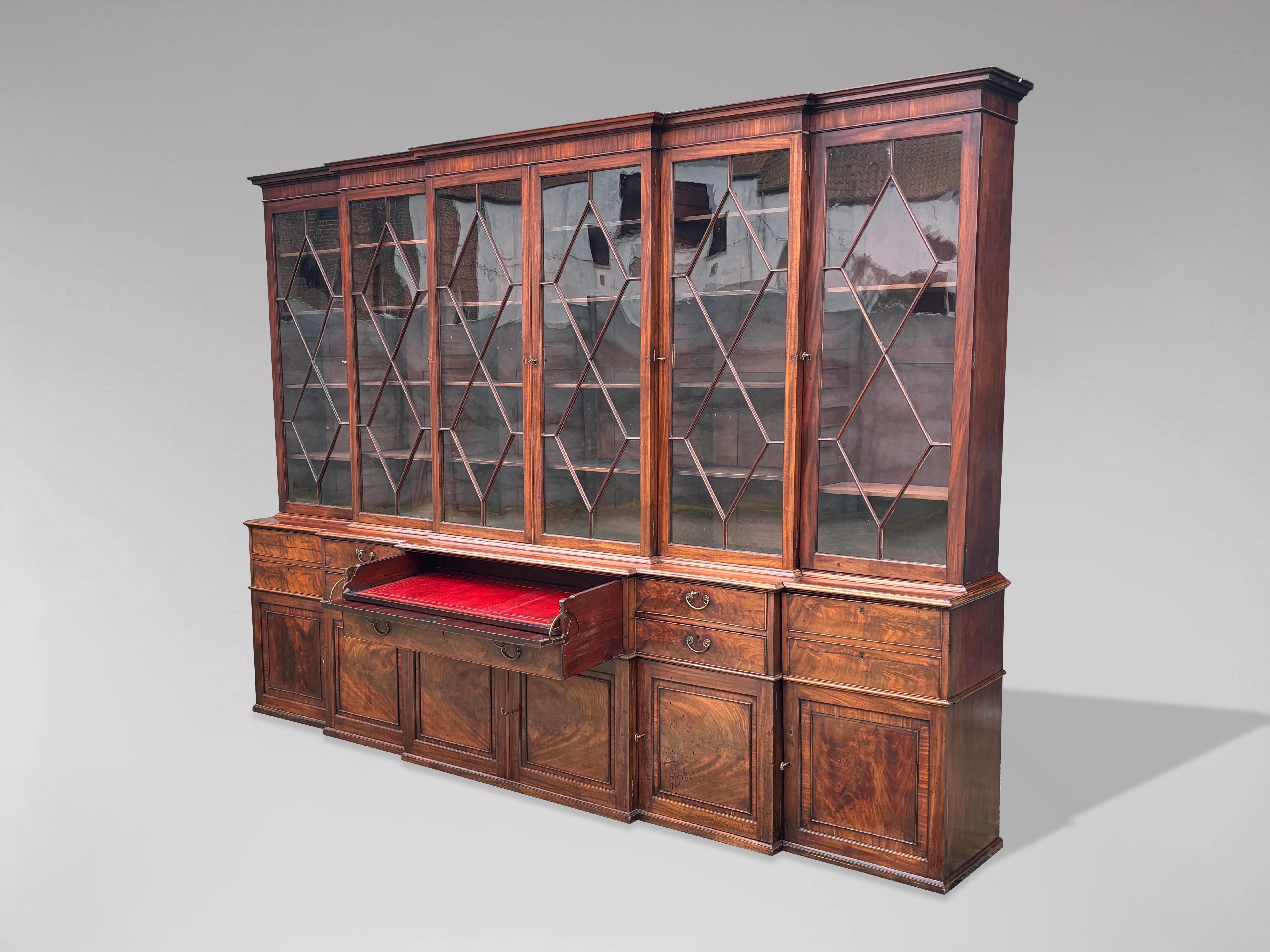 Polished 18th Century George III Secretaire Library Bookcase by Gillows of Lancaster For Sale
