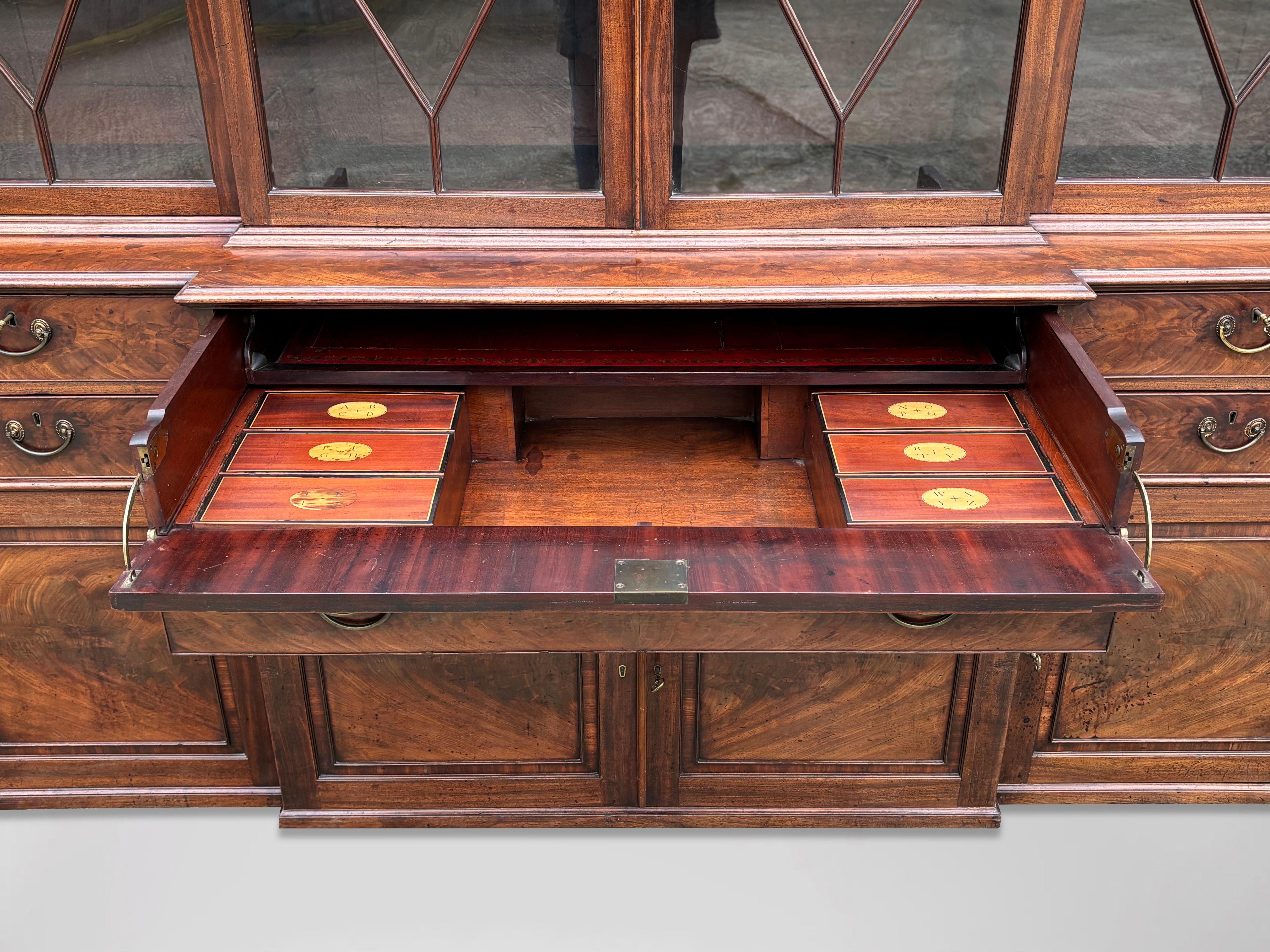 18th Century and Earlier 18th Century George III Secretaire Library Bookcase by Gillows of Lancaster For Sale